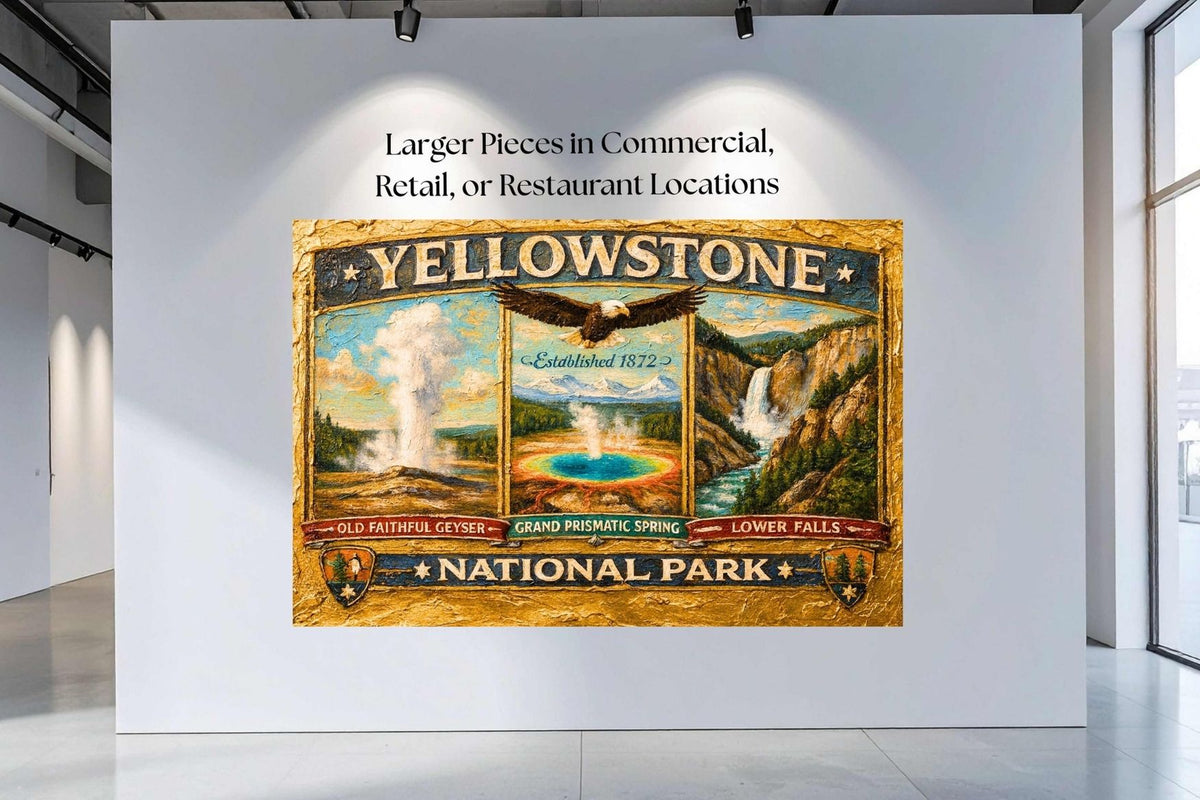 Yellowstone's Iconic Natural Wonders| Vintage Sign Art|  Prints, Canvas, Wood, or Metal Art