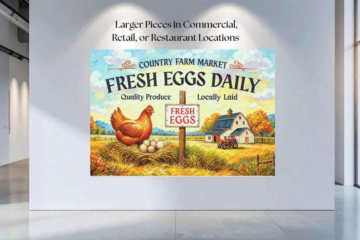 Rustic Farm Market Sign with Eggs| Farm Art Sign| Prints, Canvas, Wood, or Metal Art
