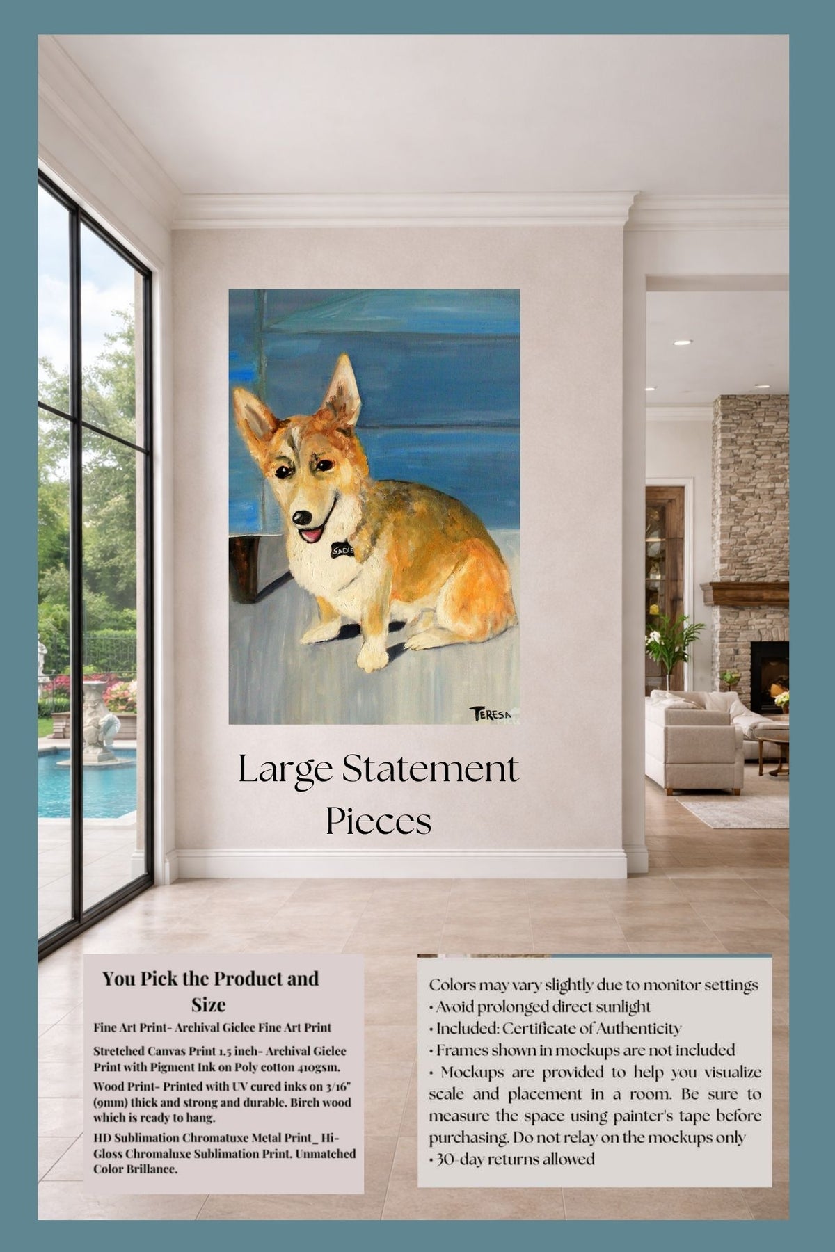 Welsh Corgi Dog | Country Farm Animal Art | Original Painting Print | Giclée Paper • Canvas • Wood • Metal