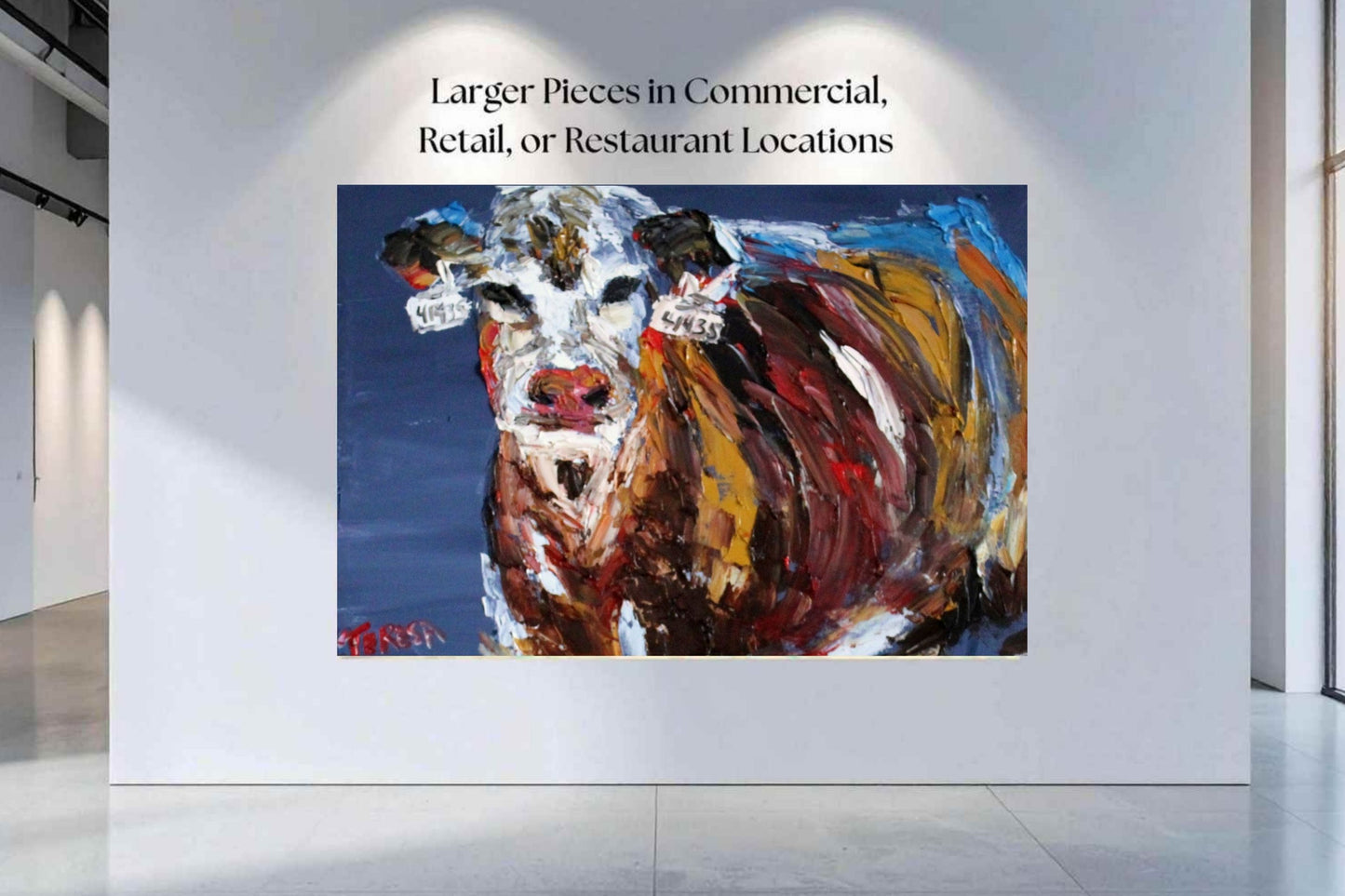 Pose for Me | Original Teresa Johnson Cow Art | Abstract Animal | Giclee Paper- Wood- Metal- Canvas