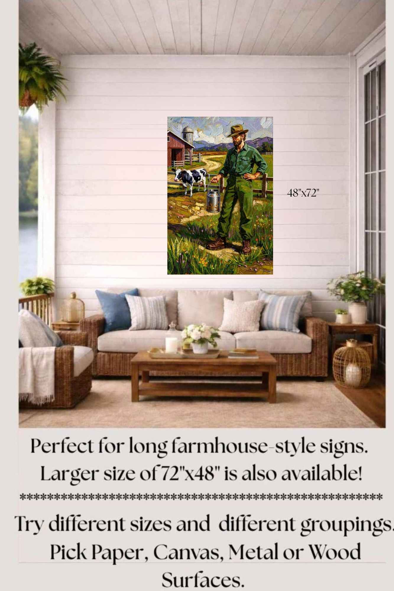 Dairy Farmer| Farm Cow Art| Giclee Paper- Wood- Metal- Canvas