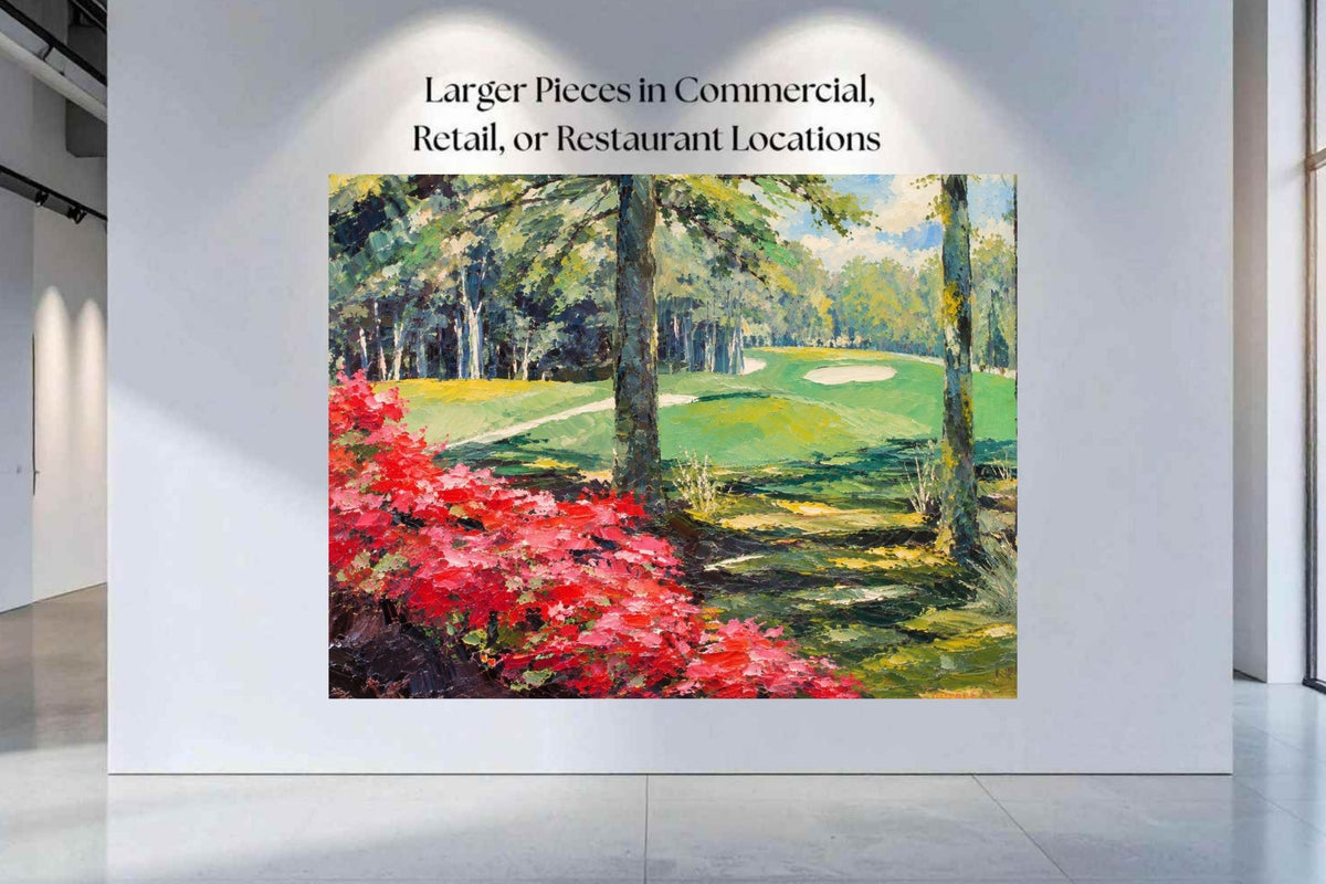 Azaleas Along the Fairway | Southern Golf Course Art | Giclée Paper • Wood • Metal • Canvas