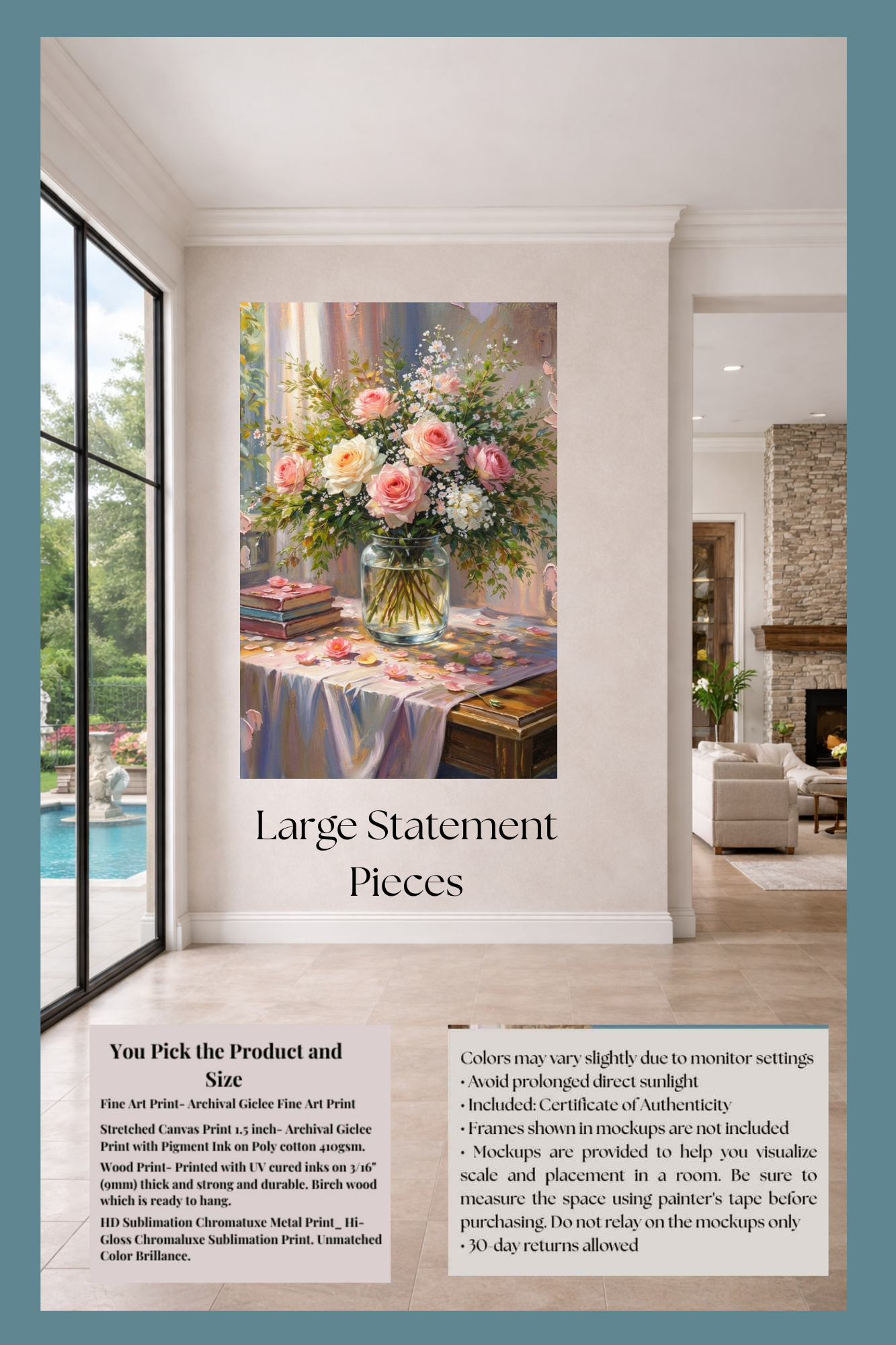 Soft Bouquets and Sunlight Serenity| Floral Print| Romantic Pink Roses in the Sunlight| Giclee Paper- Wood- Metal- Canva