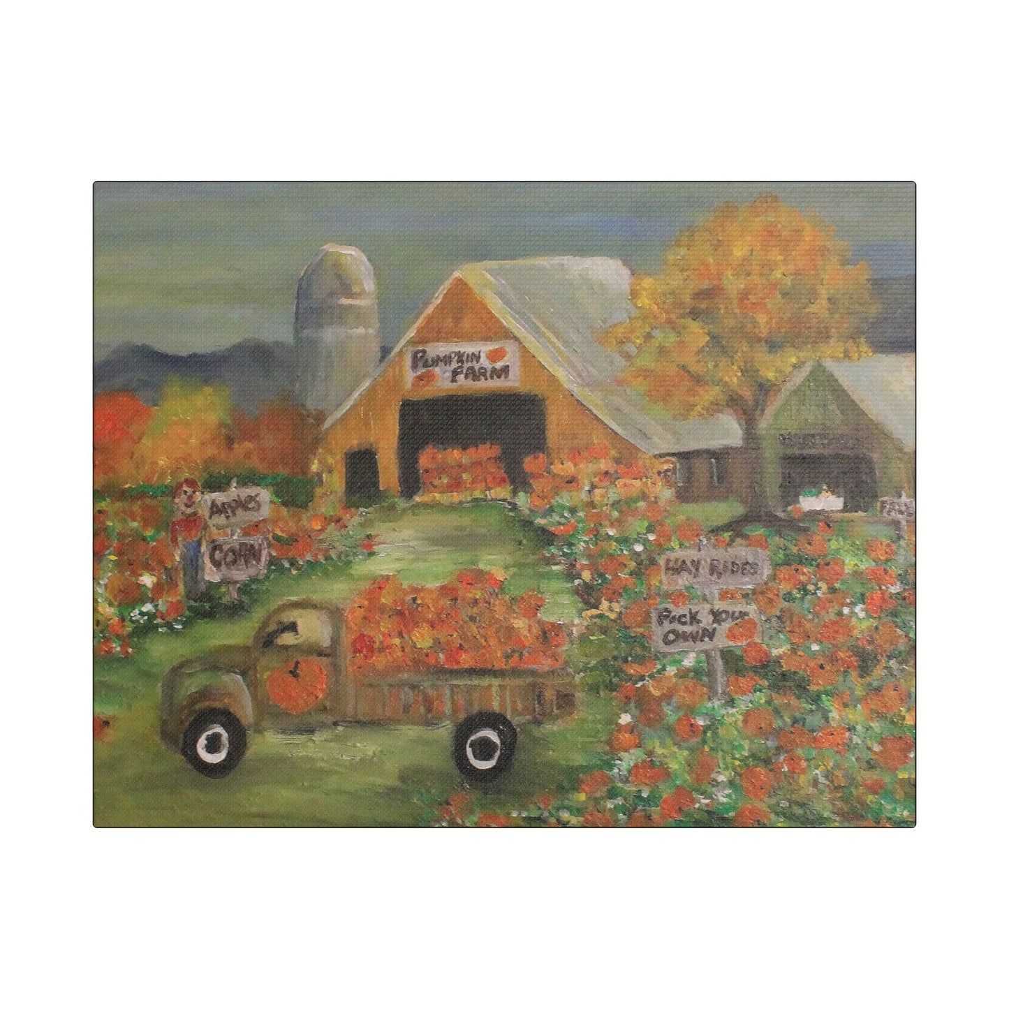 October Pumpkin Farm - Art- Gallery Wrapped- Satin Stretched Canvas Gallery Wraps - No Frame Needed