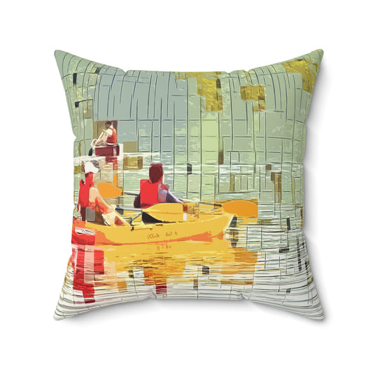 River Kayak Faux Suede Square Pillow