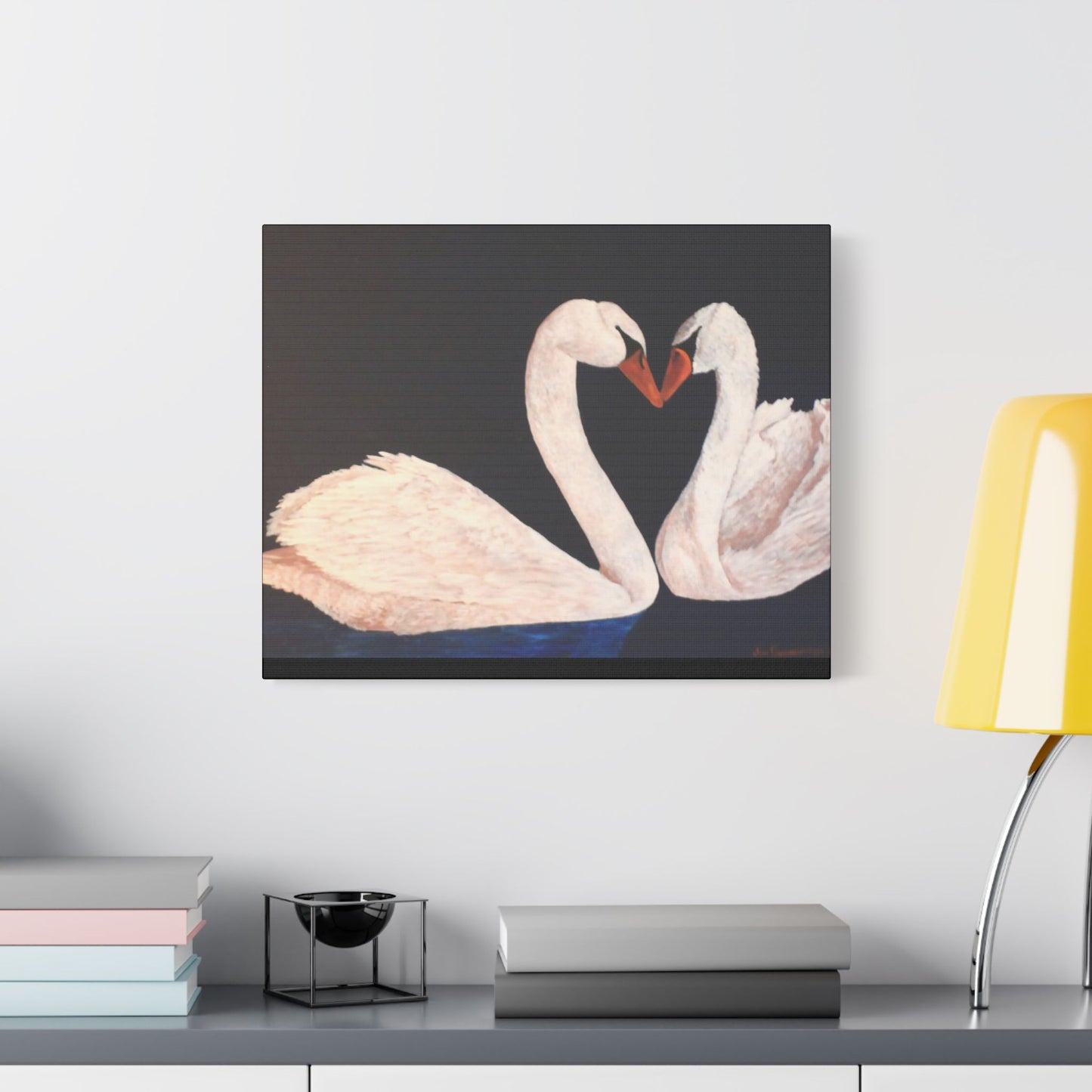 Peaceful Swans- Art- Gallery Wrapped- Satin Stretched Canvas Gallery Wraps - No Frame Needed