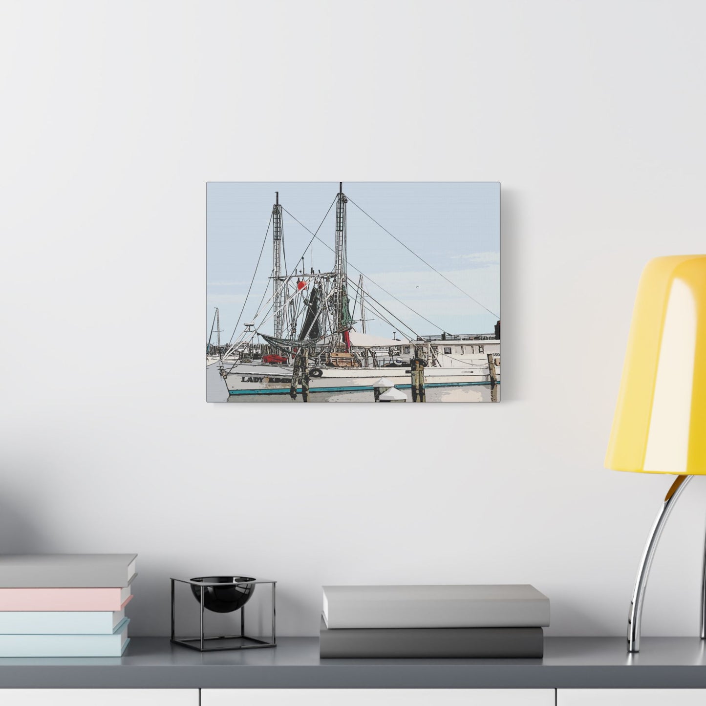 Shrimp Boat Art- Gallery Wrapped- Satin Stretched Canvas Gallery Wraps - No Frame Needed