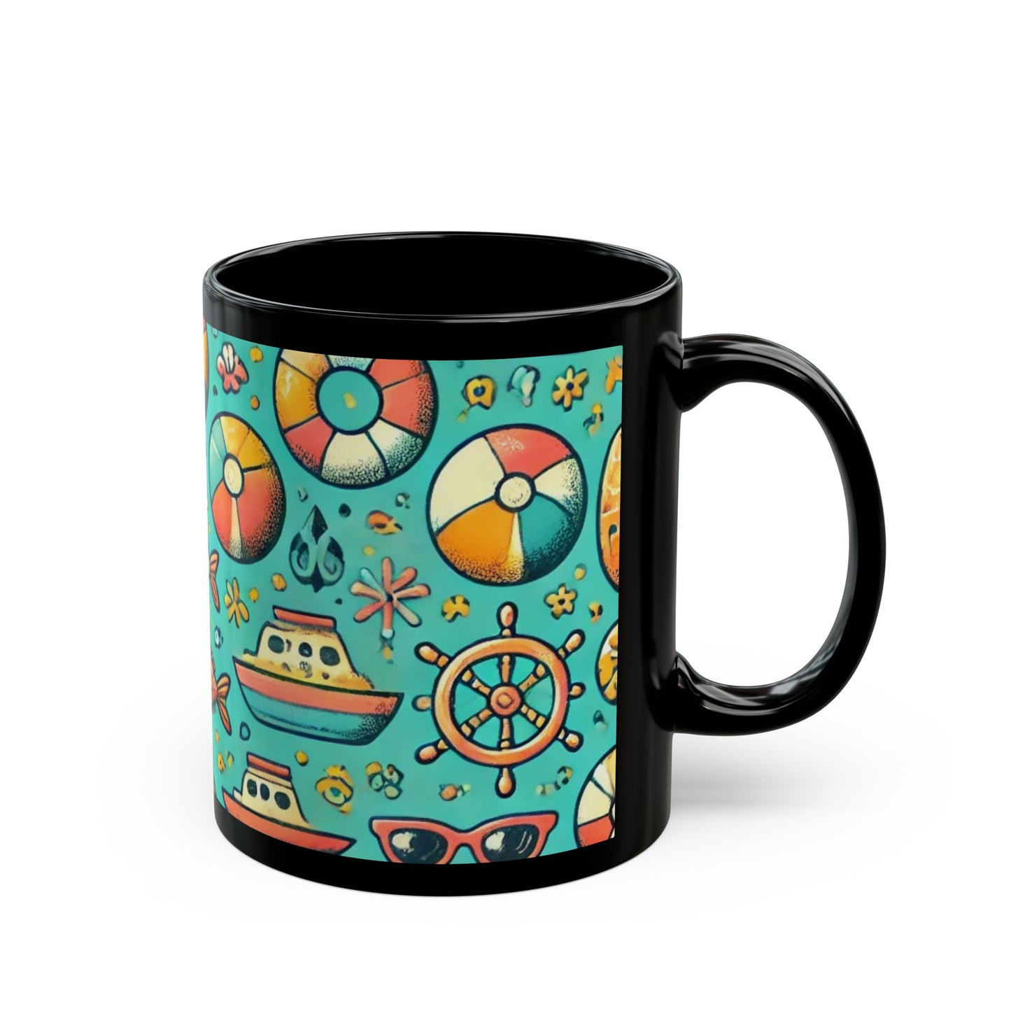 By the Sea- 11 oz or 15 oz Ceramic Black Mugs