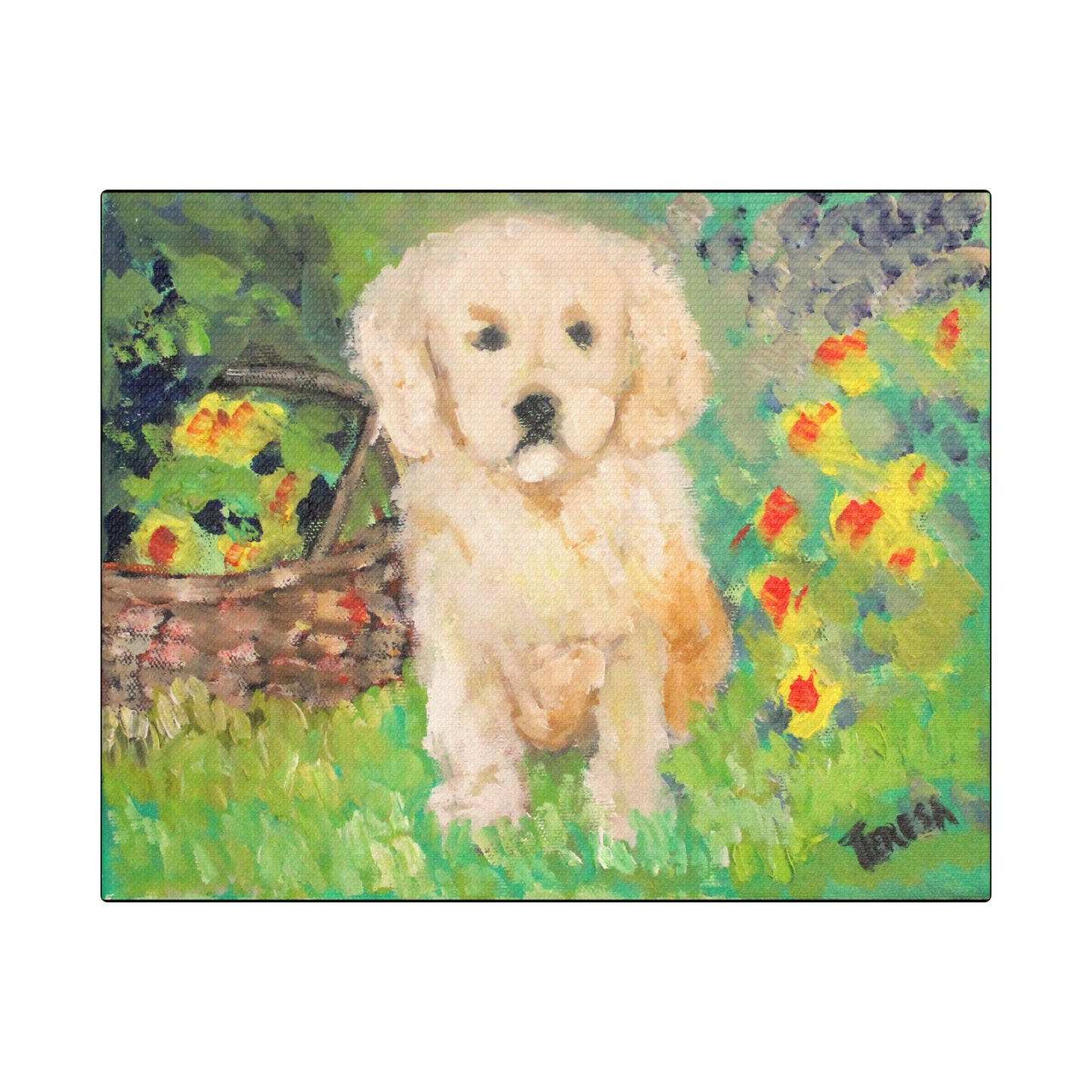 Golden Puppy- Art- Gallery Wrapped- Satin Stretched Canvas Gallery Wraps - No Frame Needed