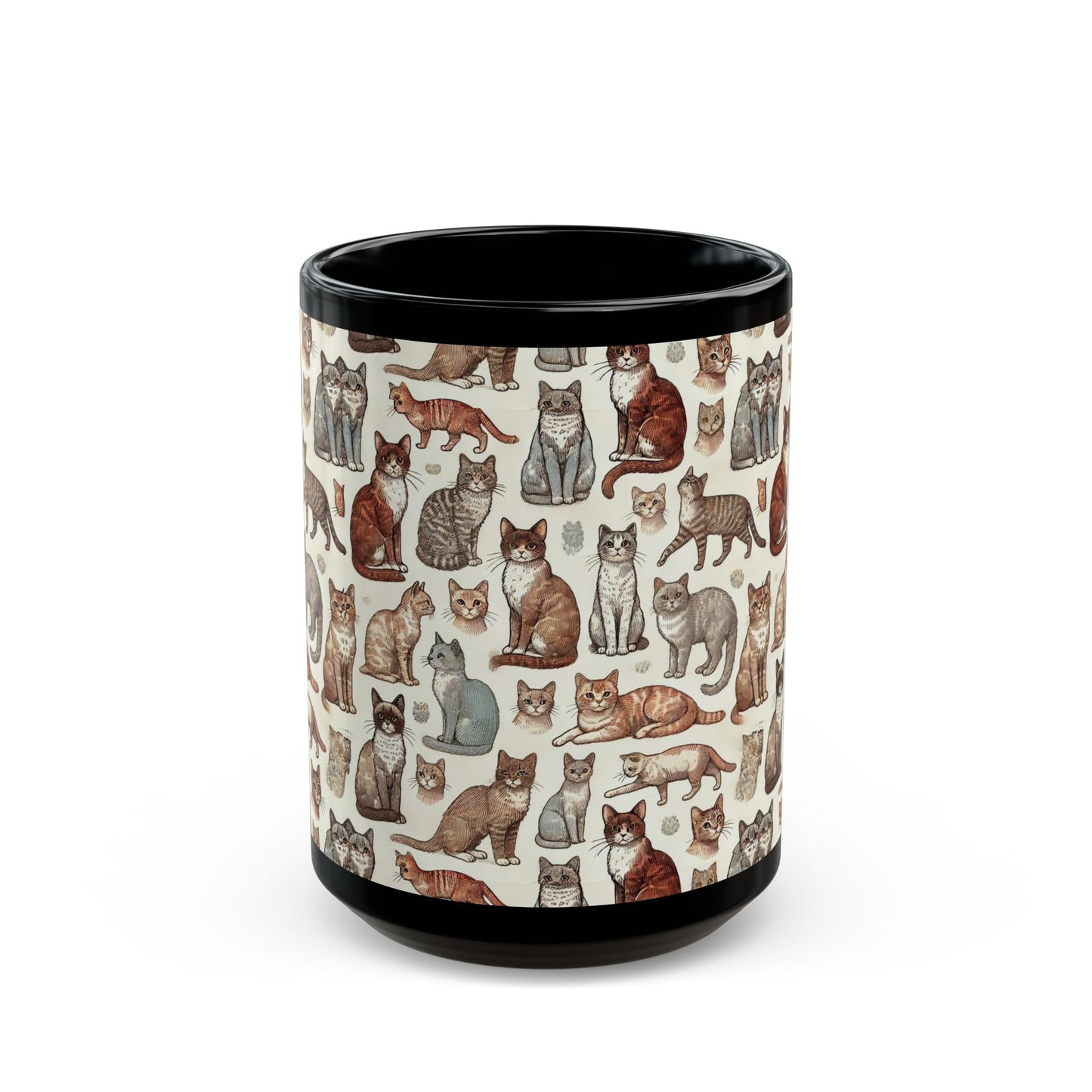 Kittens and Cats- 11 oz or 15 oz Ceramic Black Mugs