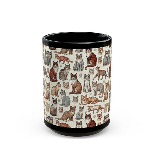 Kittens and Cats- 11 oz or 15 oz Ceramic Black Mugs
