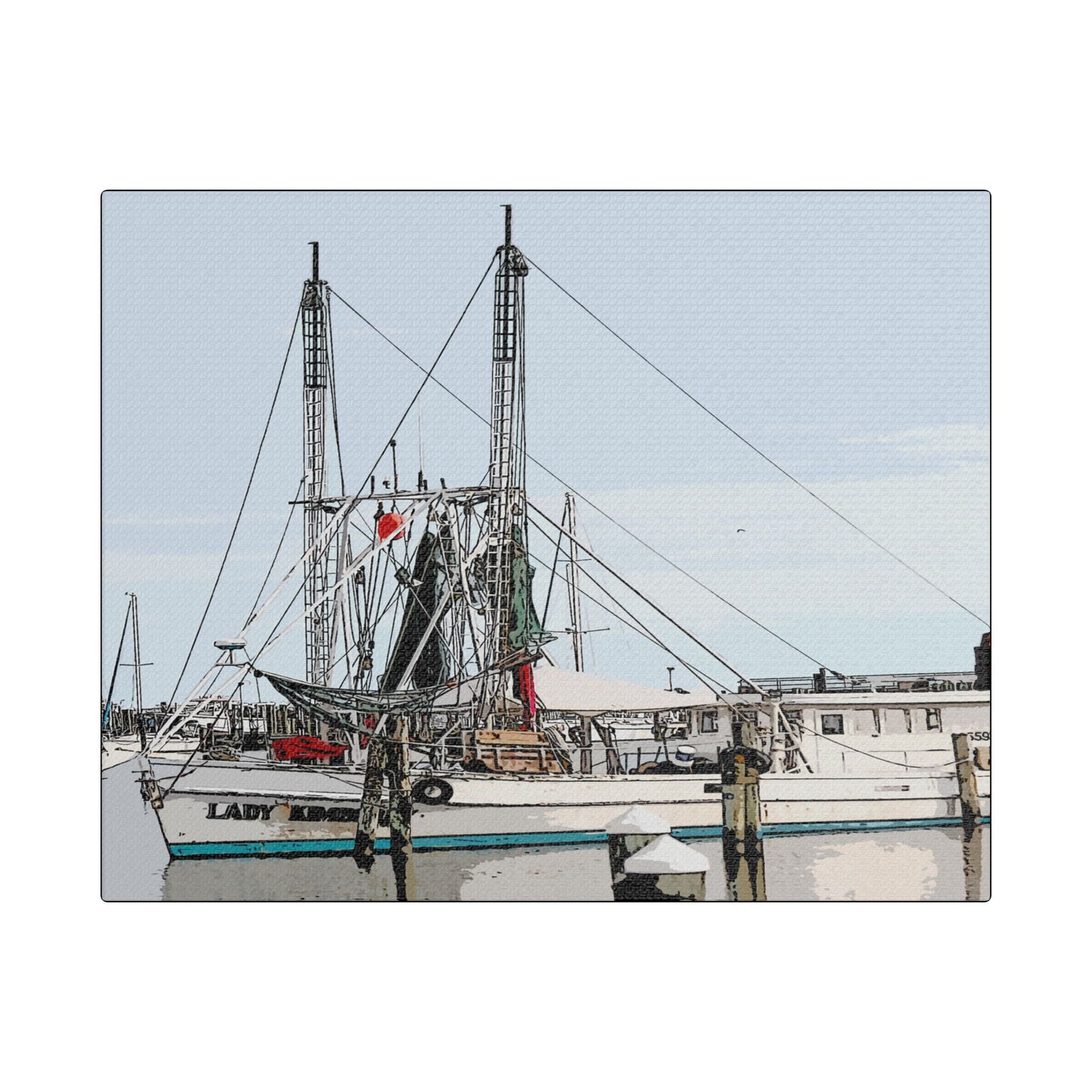 Shrimp Boat Art- Gallery Wrapped- Satin Stretched Canvas Gallery Wraps - No Frame Needed