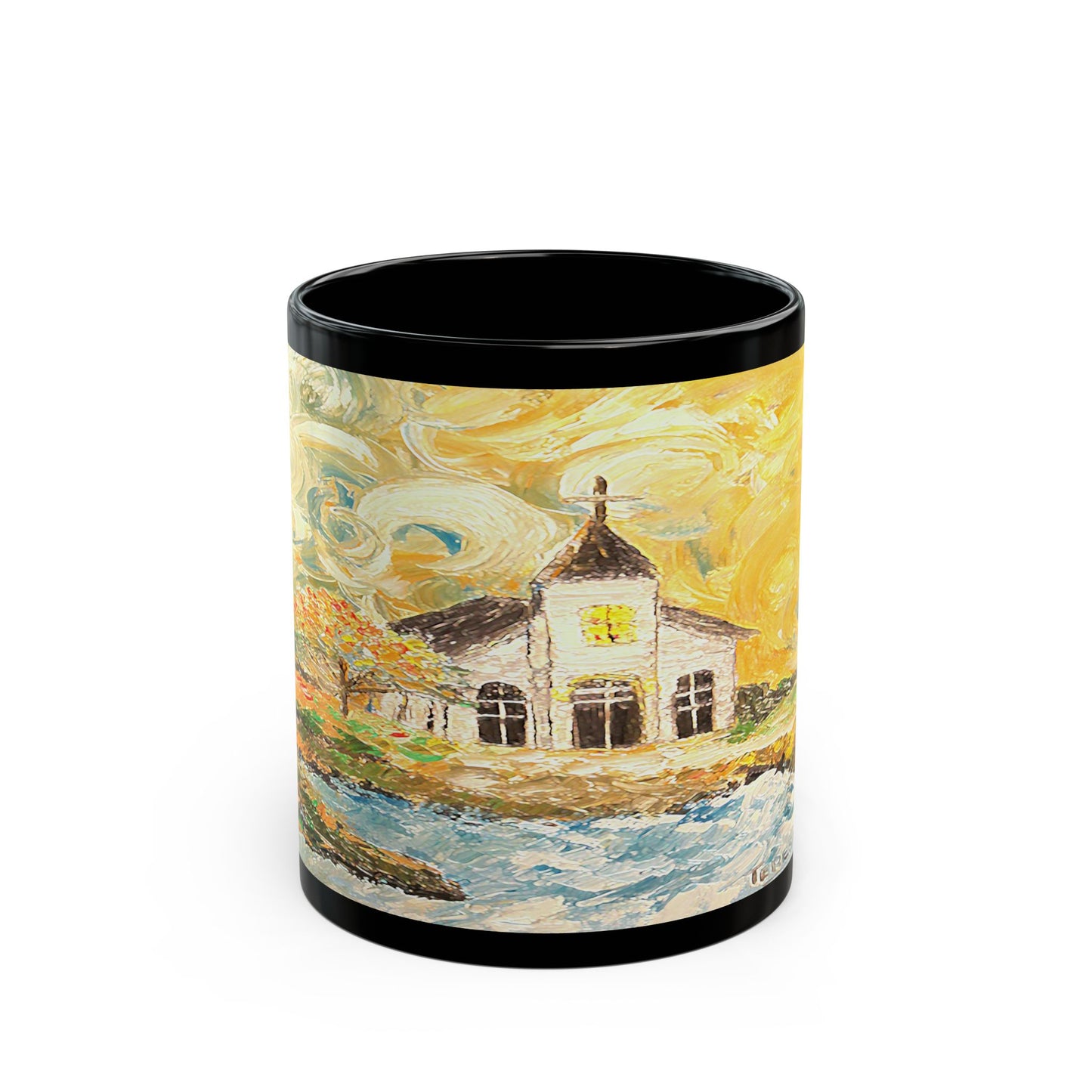 Coastal Church- 11 oz or 15 oz Ceramic Black Mugs