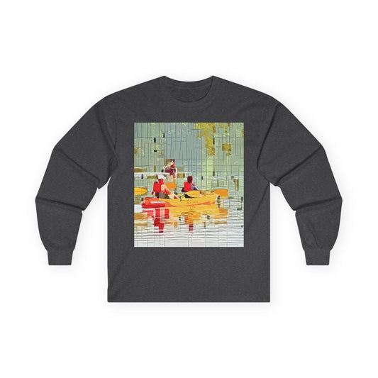 "Kayak in the River" Long Sleeve Casual Unisex Tee Shirt