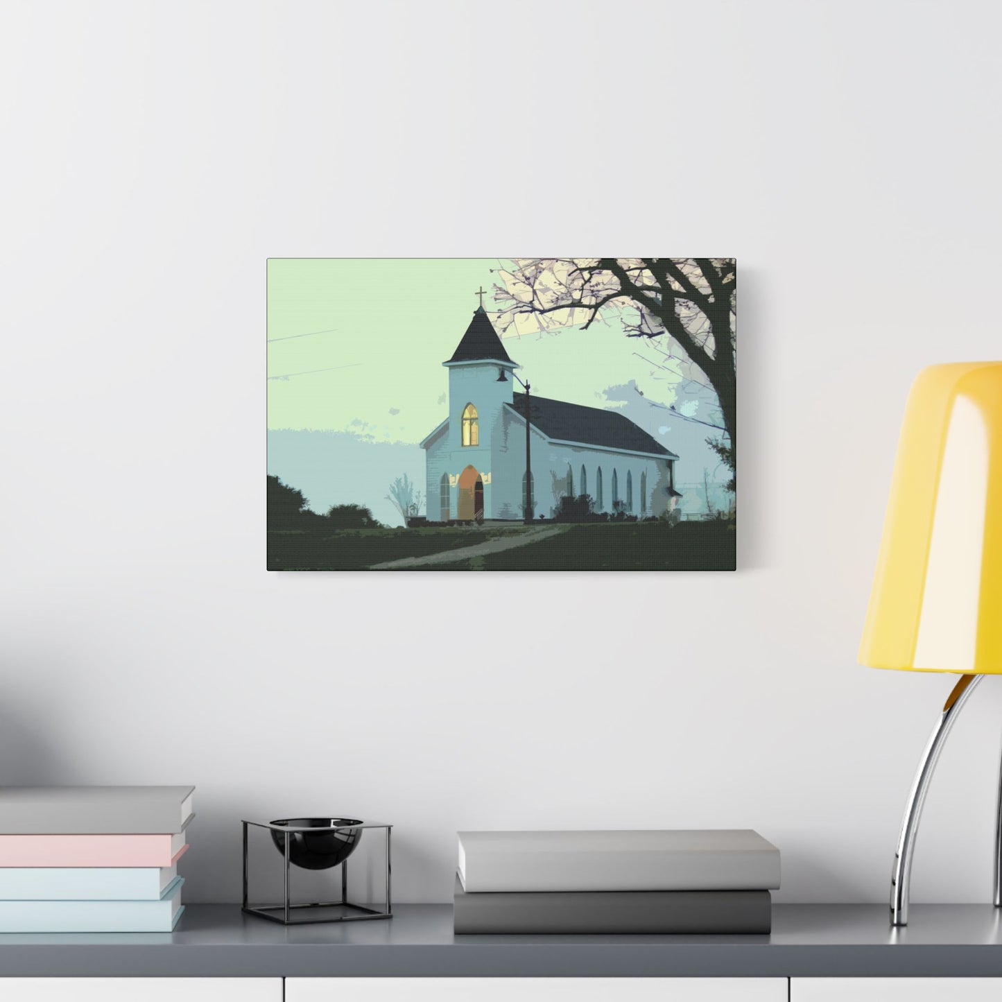 Coastal Church- Art- Gallery Wrapped- Satin Stretched Canvas Gallery Wraps - No Frame Needed