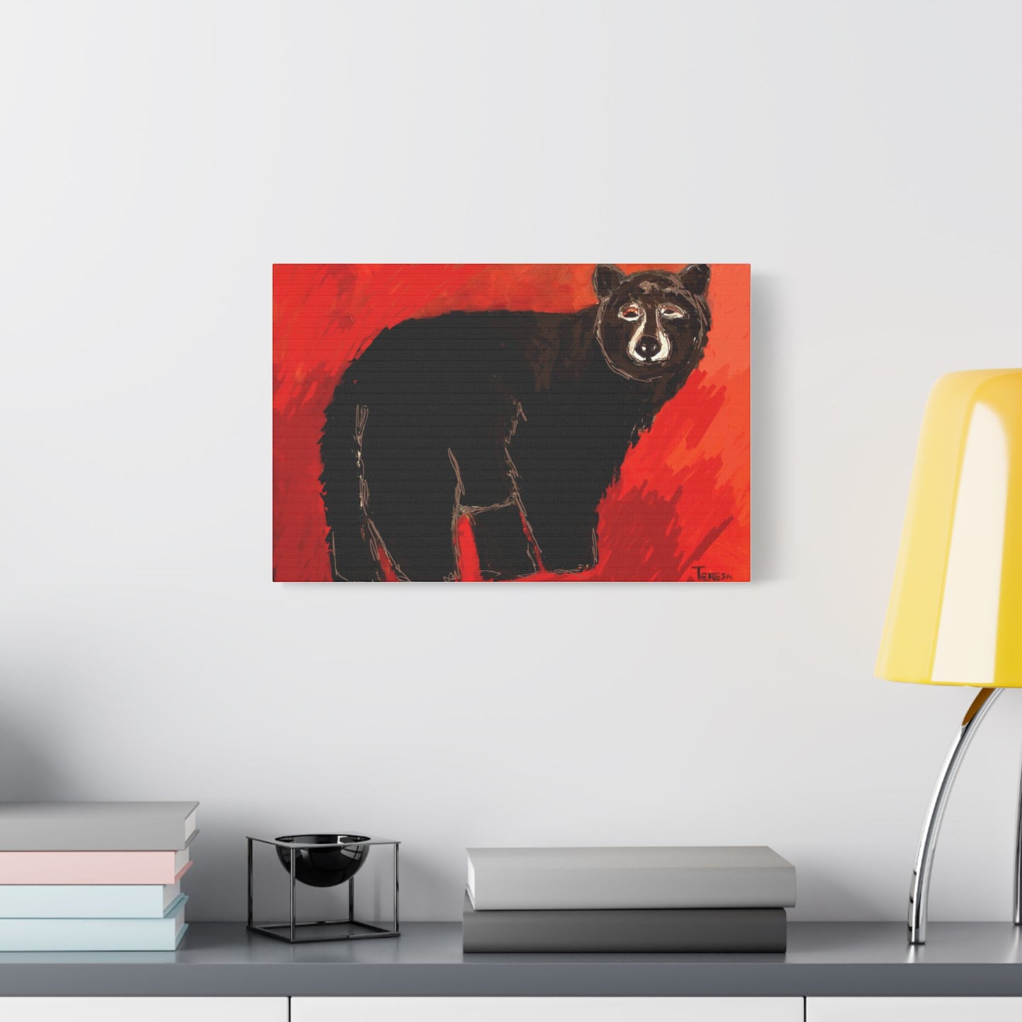 Black Bear- Art- Gallery Wrapped- Satin Stretched Canvas Gallery Wraps - No Frame Needed