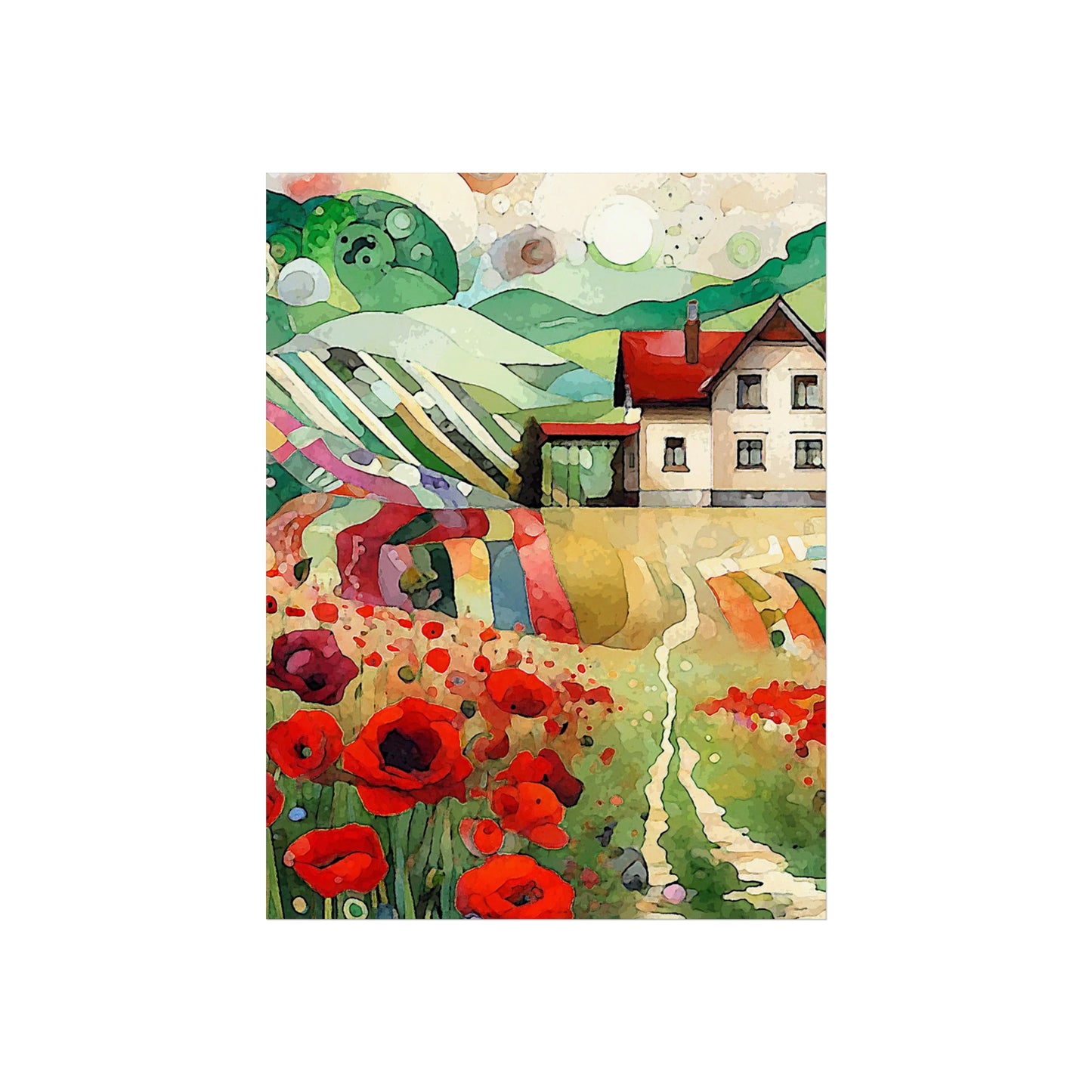 Poppy Hill House- Art- Giclée Technique Fine Art Posters- No Frame