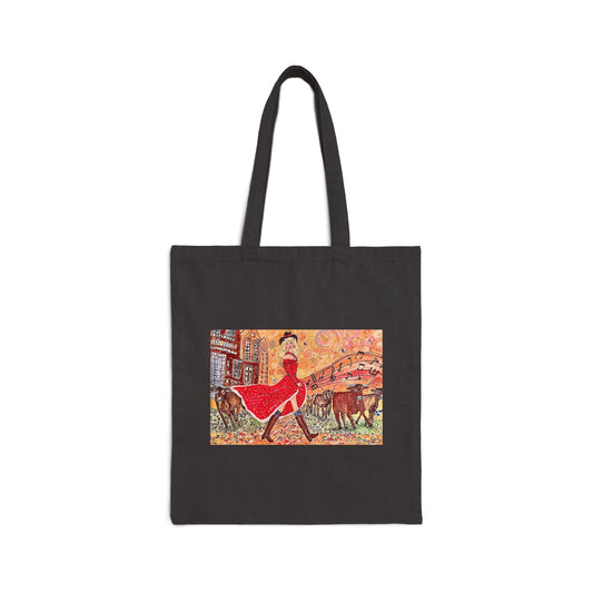 "Singing Cowgirl" Stylish Cotton Canvas Tote Bag