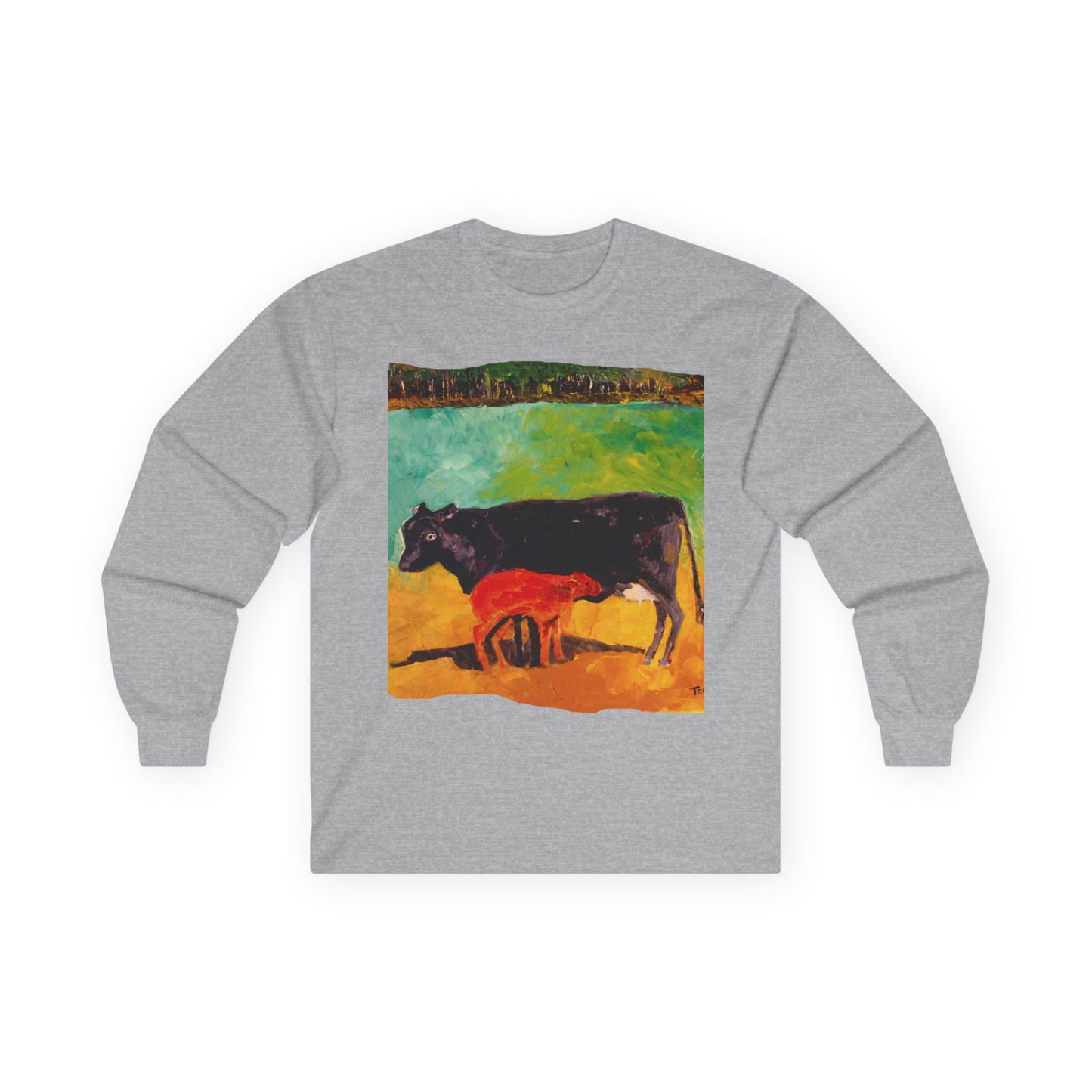 "Allisons Cow and Calf" Long Sleeve Casual Unisex Tee Shirt