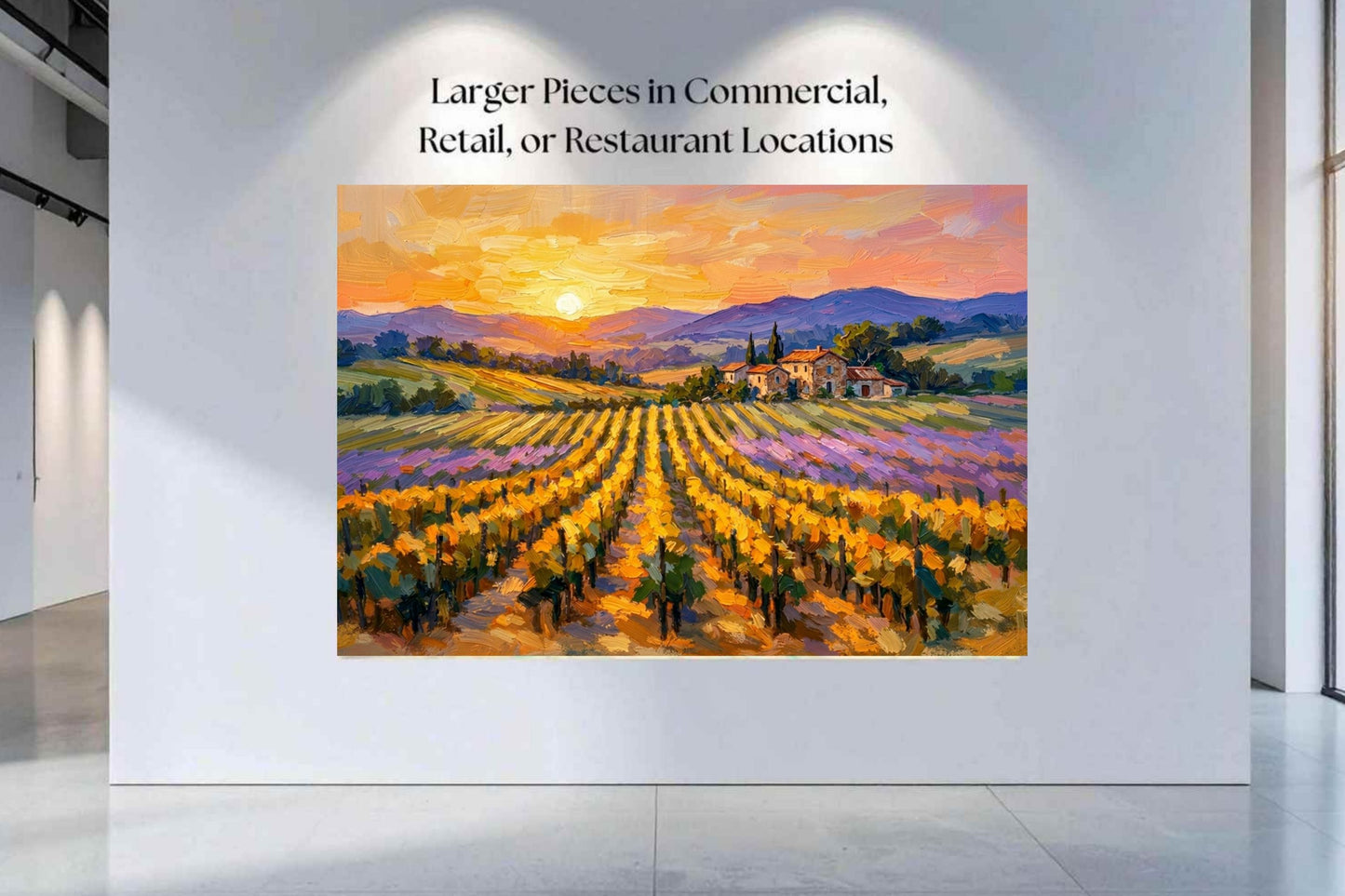 Golden French Vineyard at Sunset | Wine Country Art | Giclée Paper • Canvas • Birch Wood • Metal Panels
