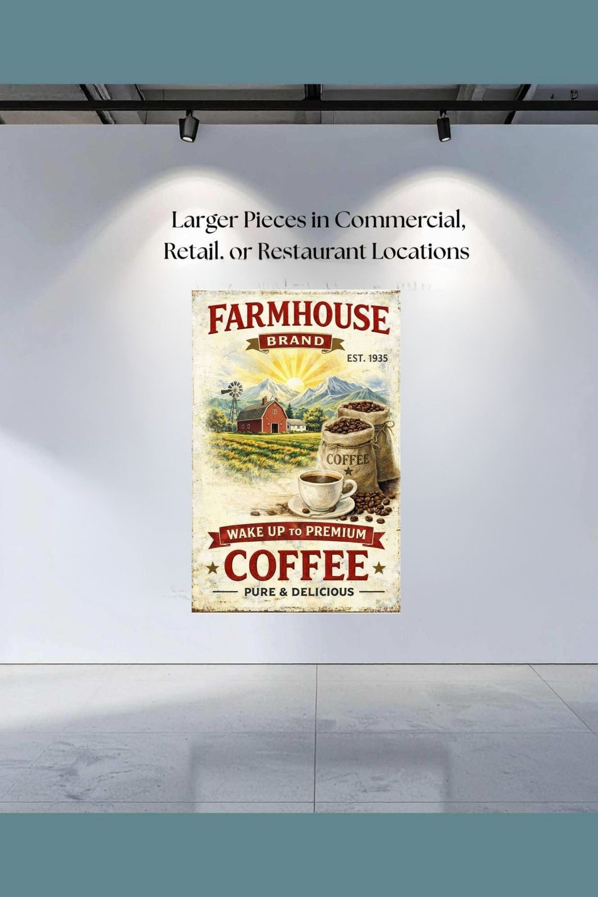 Farmhouse Morning Coffee | Vintage Coffee Sign Wall Art | Prints on Paper, Canvas, Wood or Metal