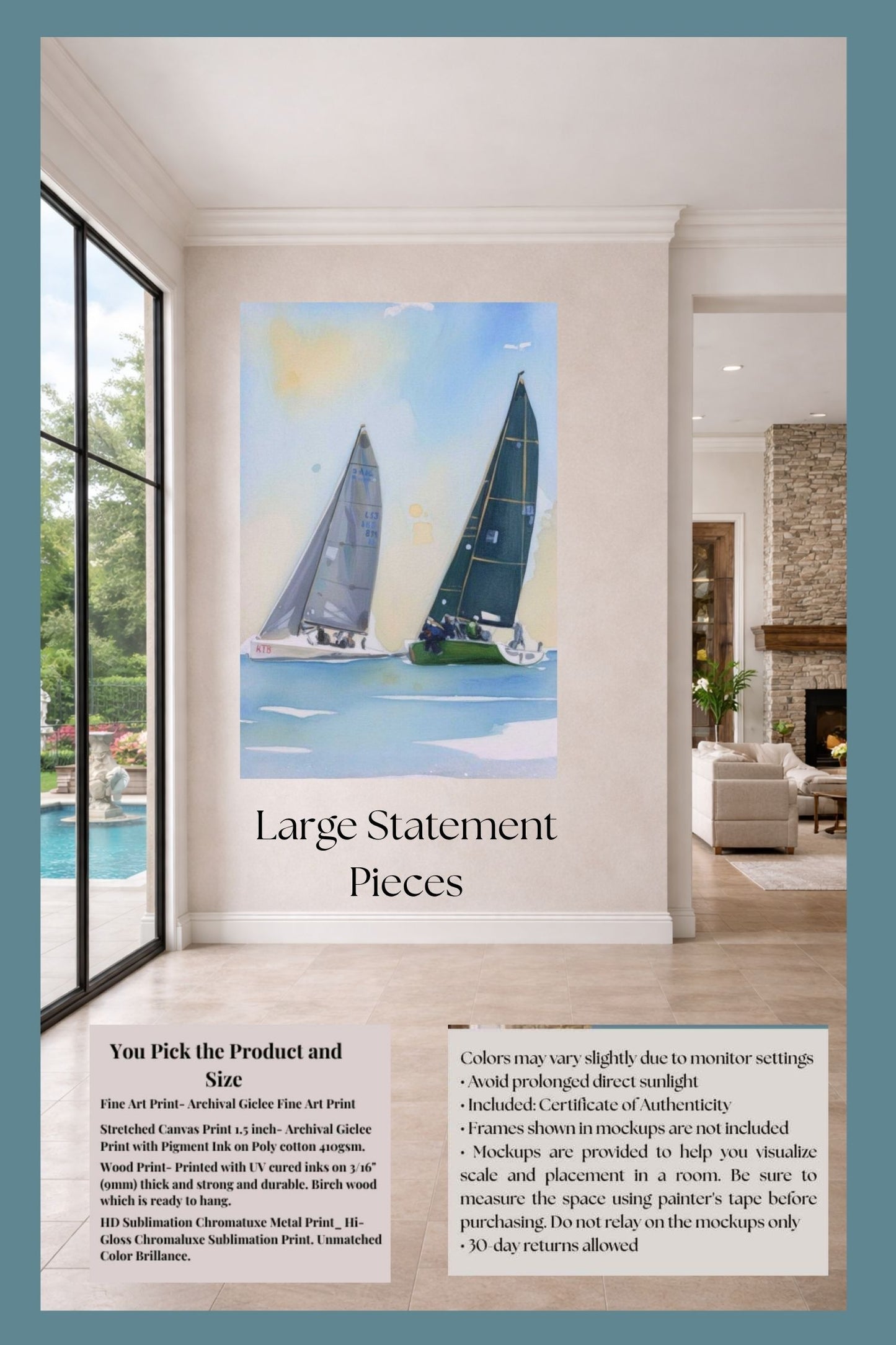 Summer Days Sailing Boats | Water Sports Art| Giclee Paper- Wood- Metal- Canvas