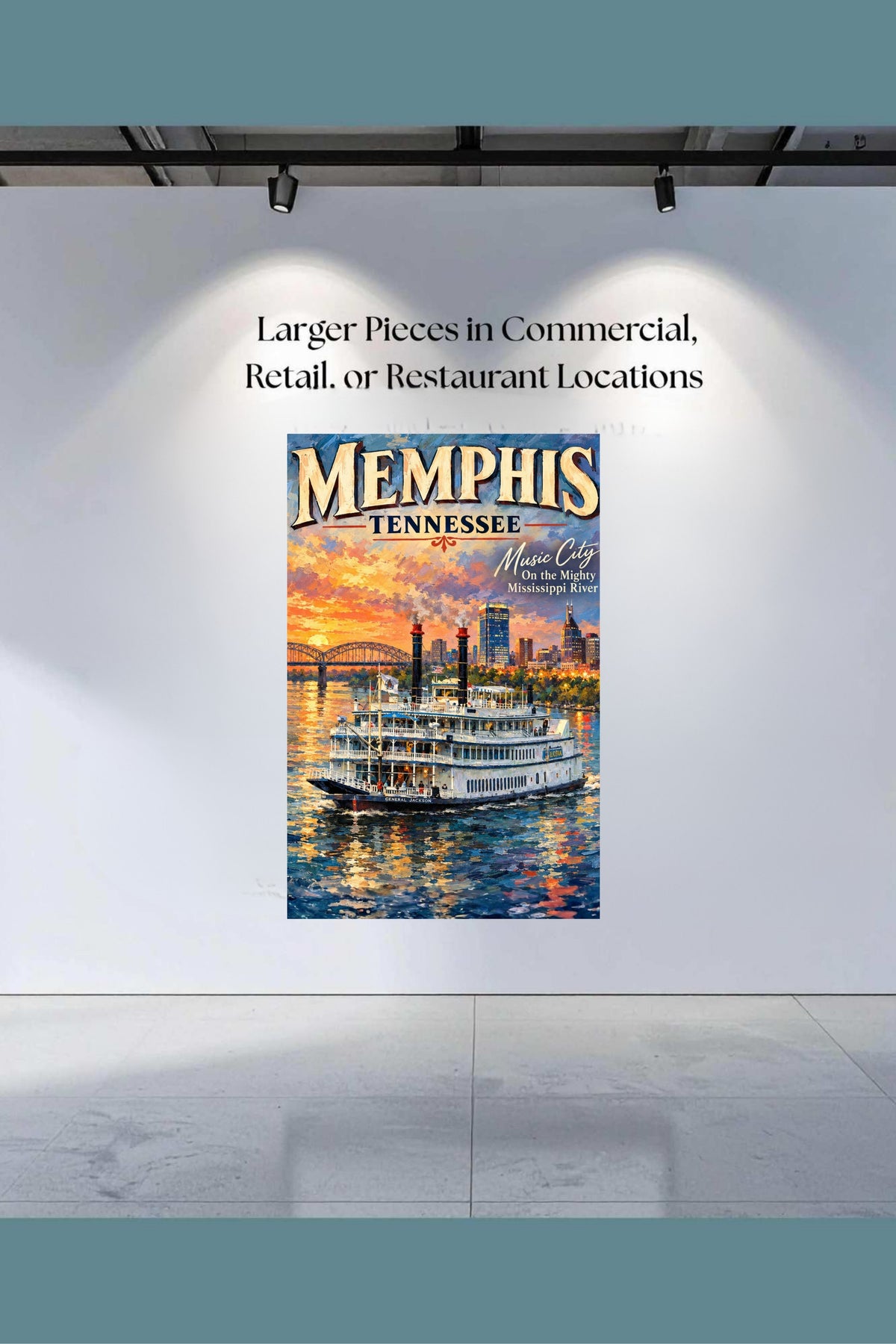 Memphis River Boat | Music City on the Mighty Mississippi | Teresa Johnson Art | Giclée Paper • Wood • Metal • Canvas