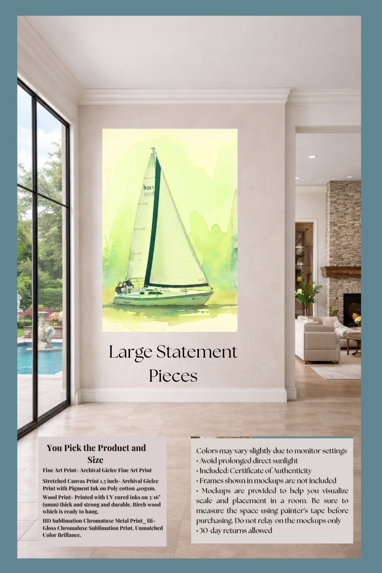 Sailing Boat Race| Water Sports Art| Giclee Paper- Wood- Metal- Canvas