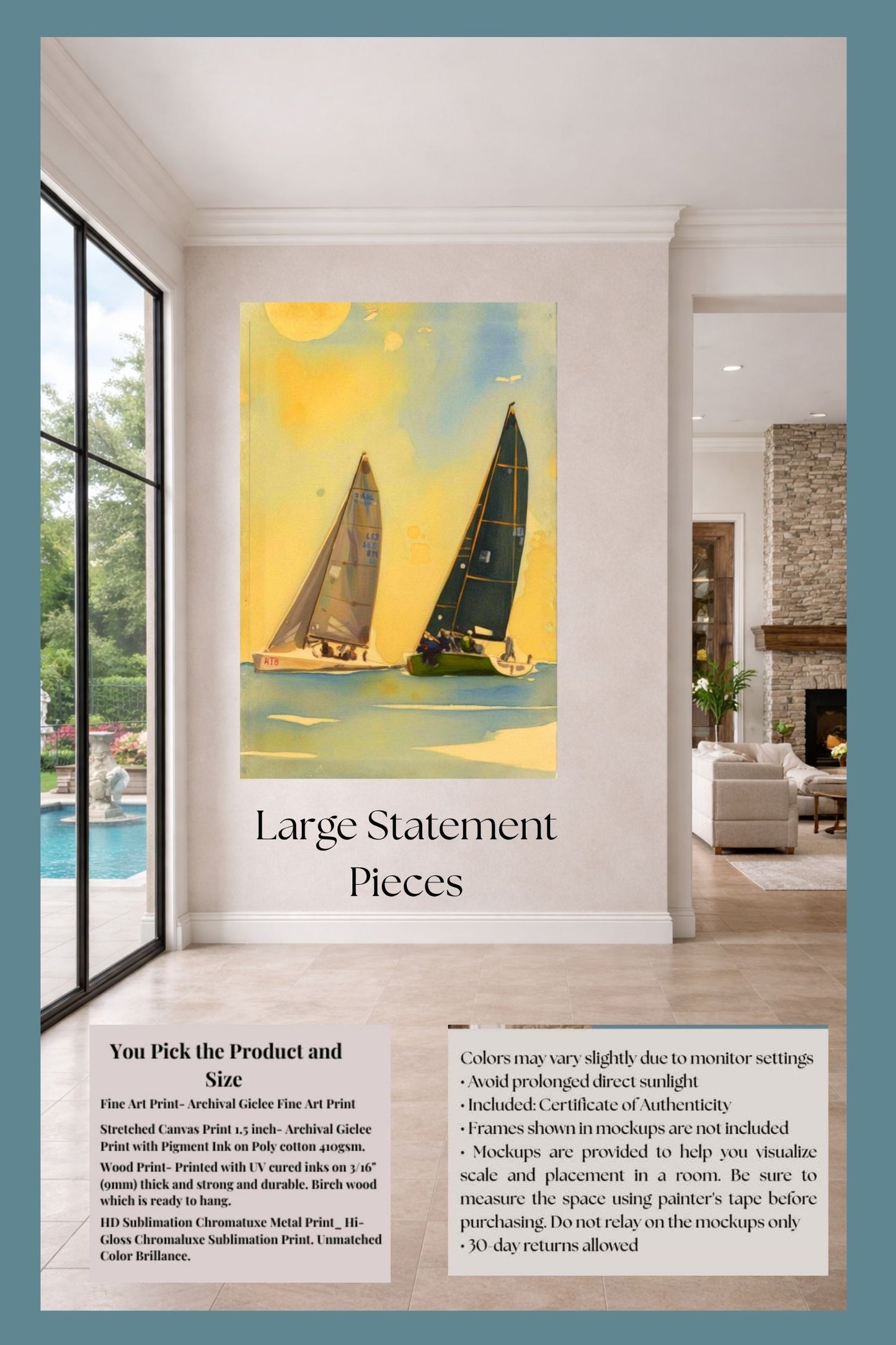 Sailing Days| Water Sports Art| Art Giclee Paper- Wood- Metal- Canvas