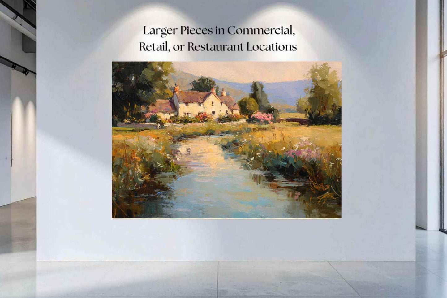 Whispering Brook Cottage | English Print| Cottage Landscape Print| Impressionist Country| Cottagecore Art| Giclee Paper- Wood- Metal- Canvas
