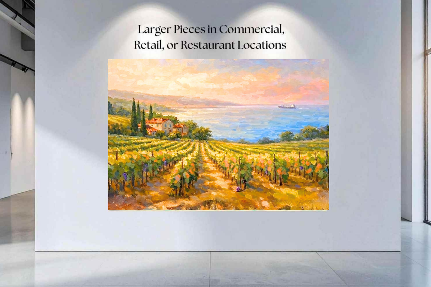 Mediterranean Vineyard by the Sea | Wine Country Art | Giclée Paper • Canvas • Birch Wood • Metal Panels