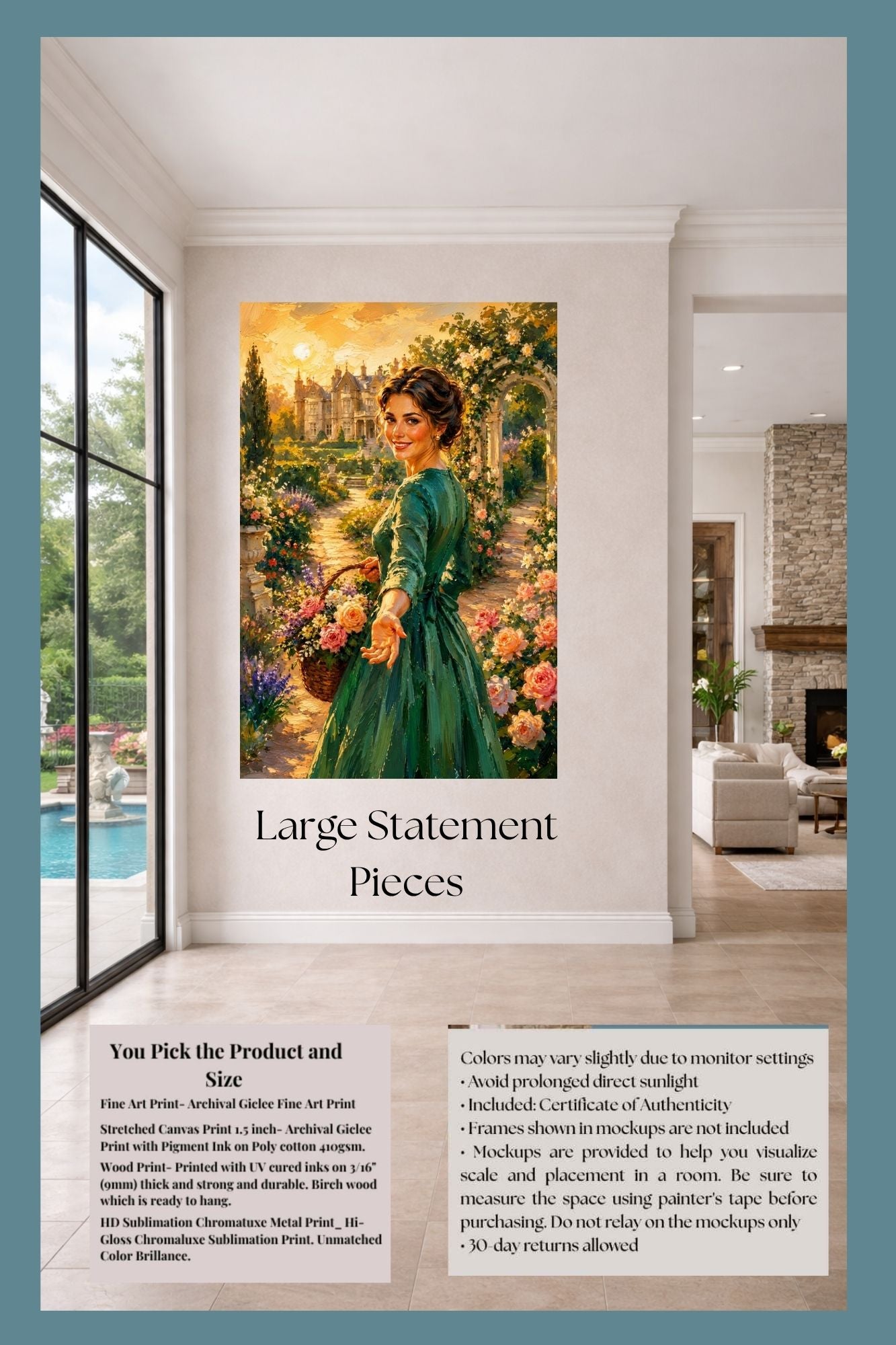 Join Me in my Garden | Romantic Garden Path | Impressionist Garden Wall Art | Giclée Paper • Wood • Metal • Canvas