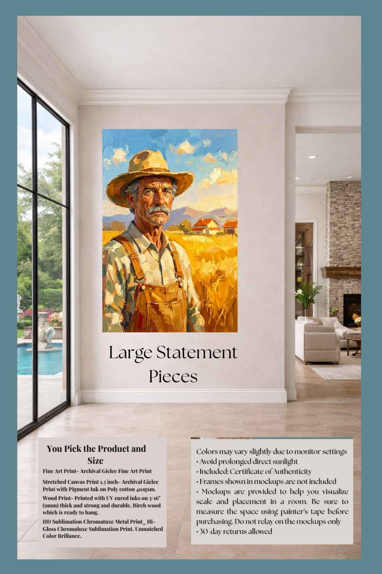 American Farmer| Farm Harvest Art| Giclee Paper- Wood- Metal- Canvas