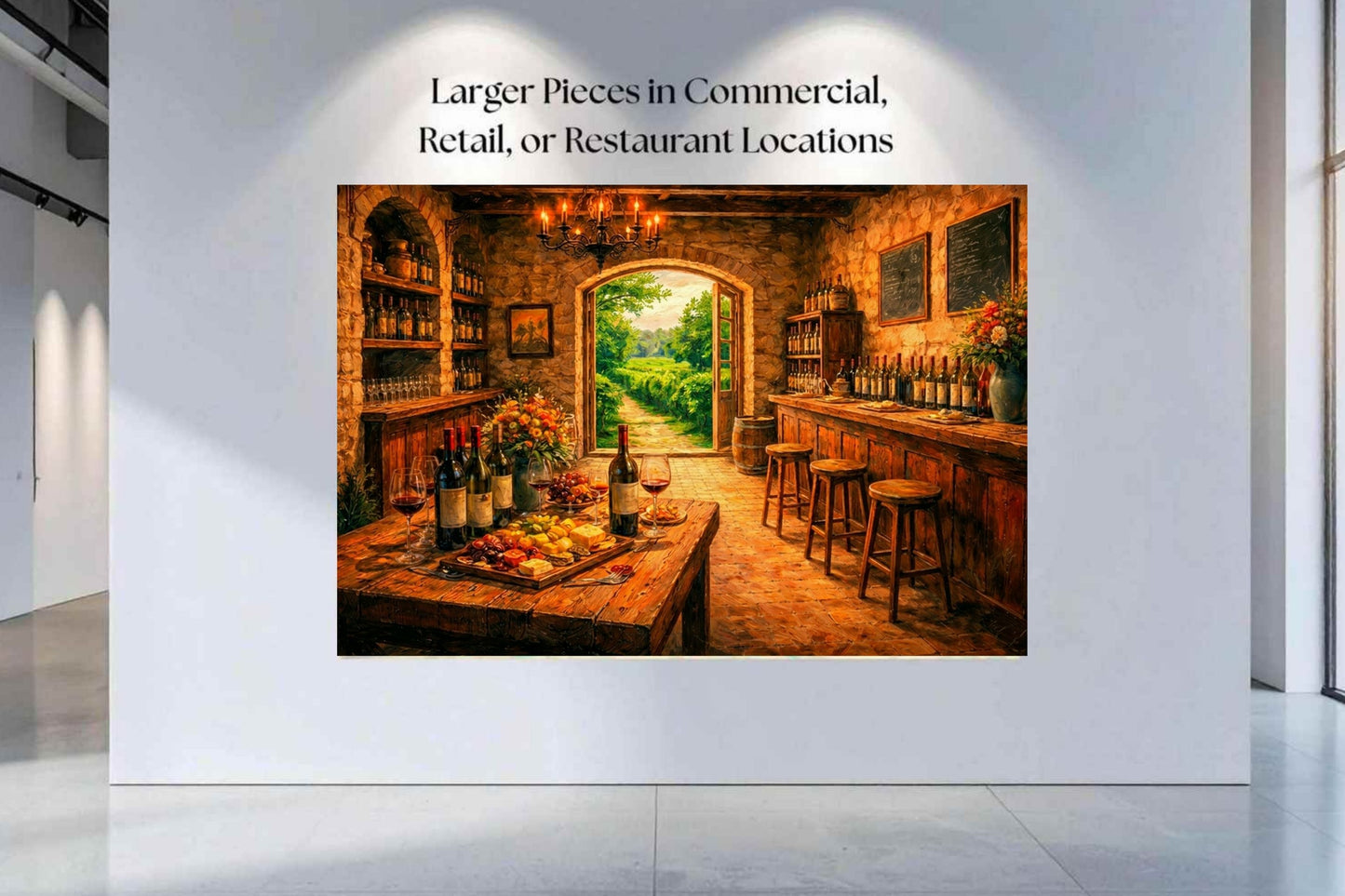 Rustic Wine Tasting Room | Wine Country Art | Giclée Paper • Canvas • Birch Wood • Metal Panels
