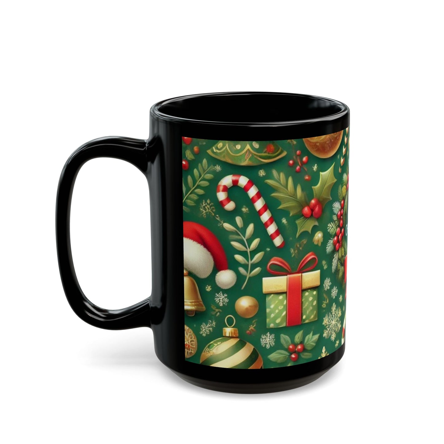 Merry Christmas- 11 oz or 15 oz Ceramic Black Mugs