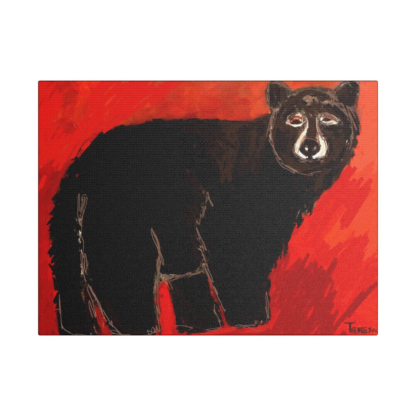 Black Bear- Art- Gallery Wrapped- Satin Stretched Canvas Gallery Wraps - No Frame Needed