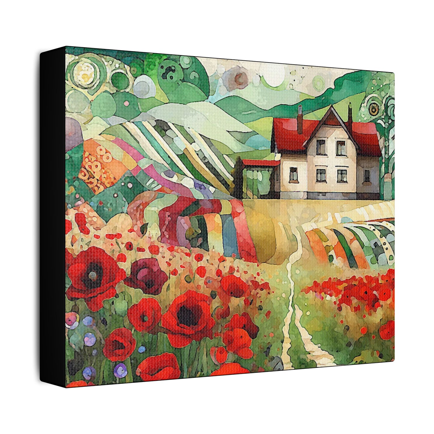 Poppy Hill House- Art- Gallery Wrapped- Satin Stretched Canvas Gallery Wraps - No Frame Needed