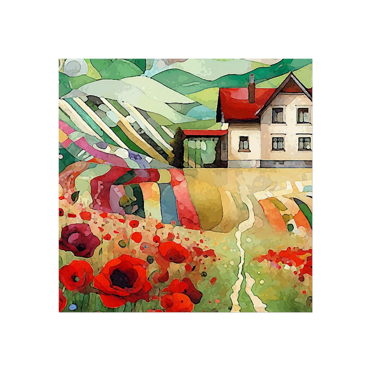 Poppy Hill House- Art- Giclée Technique Fine Art Posters- No Frame