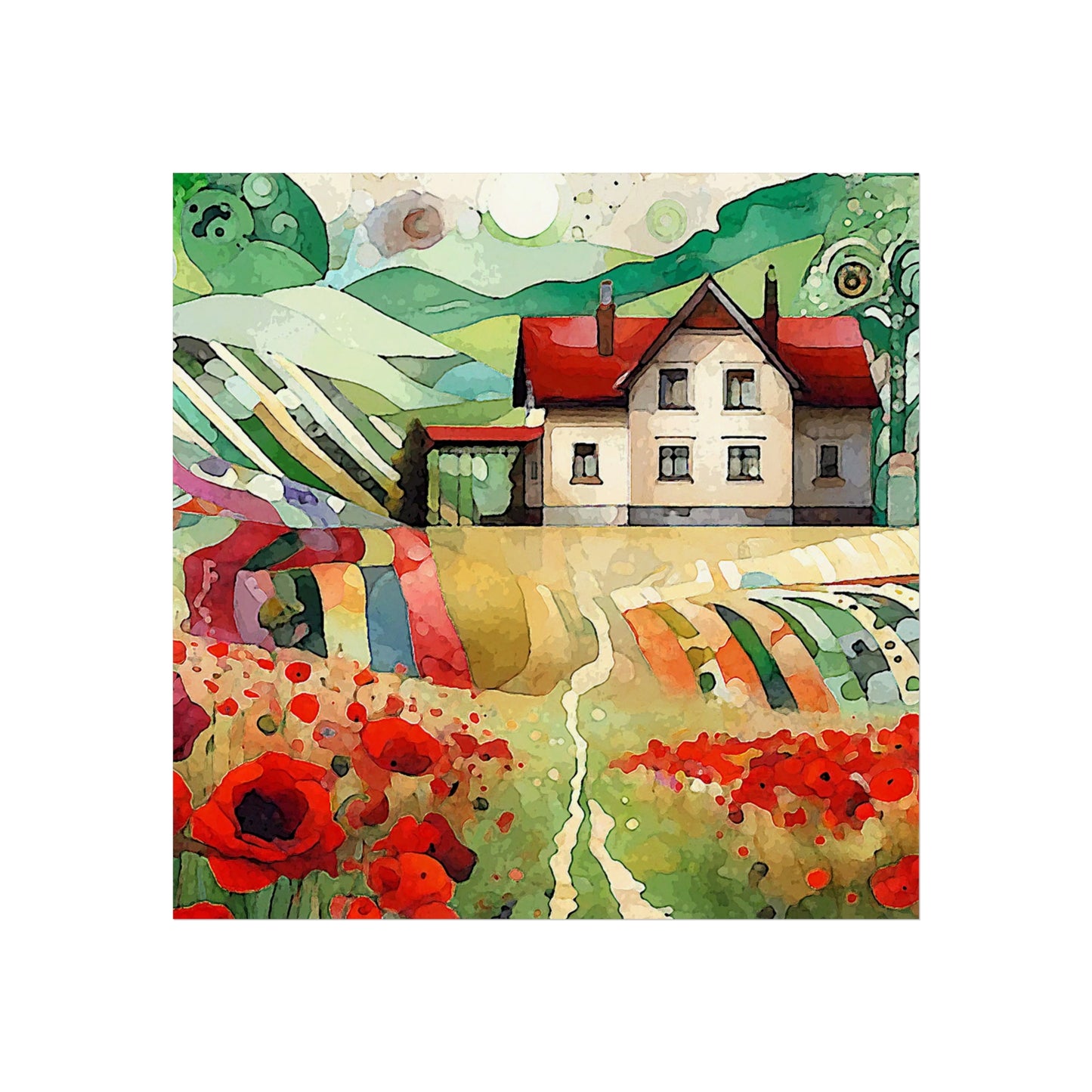 Poppy Hill House- Art- Giclée Technique Fine Art Posters- No Frame