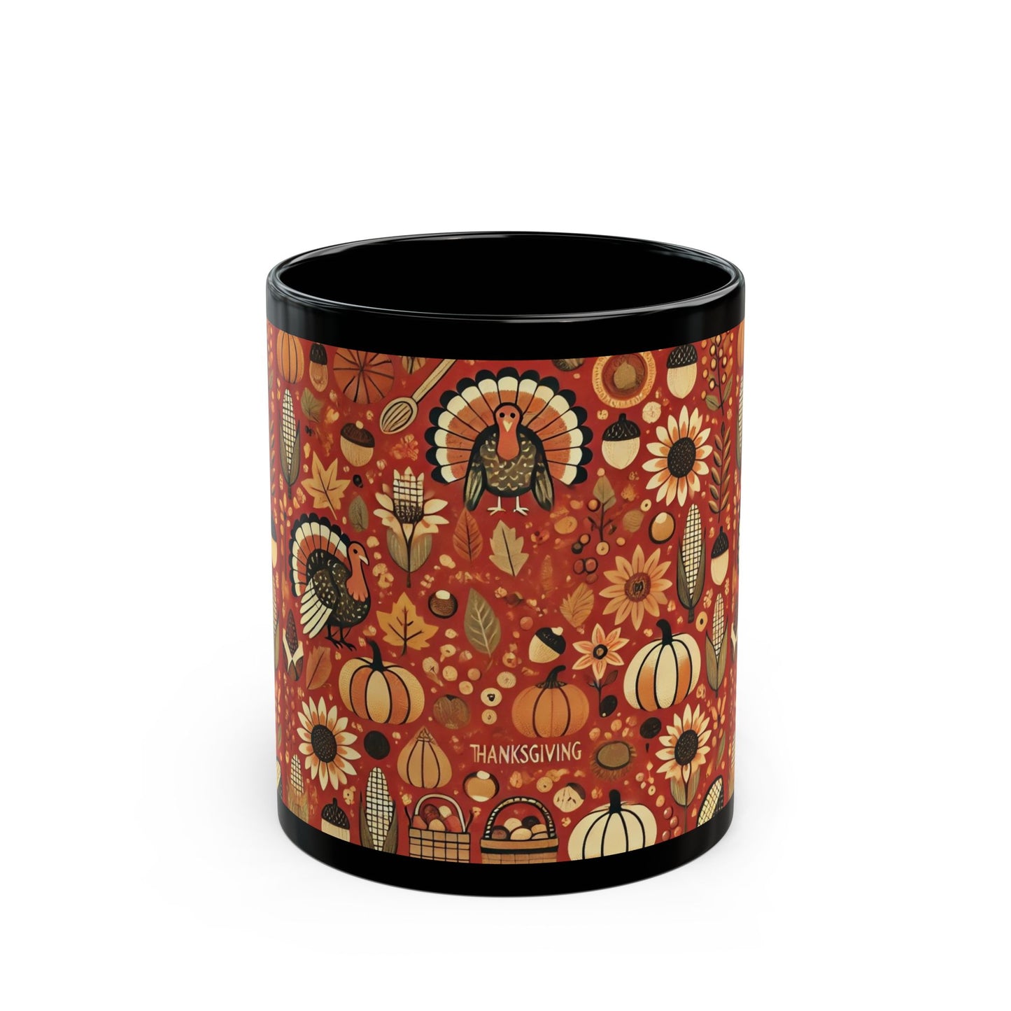 Thanksgiving- 11 oz or 15 oz Ceramic Black Mugs