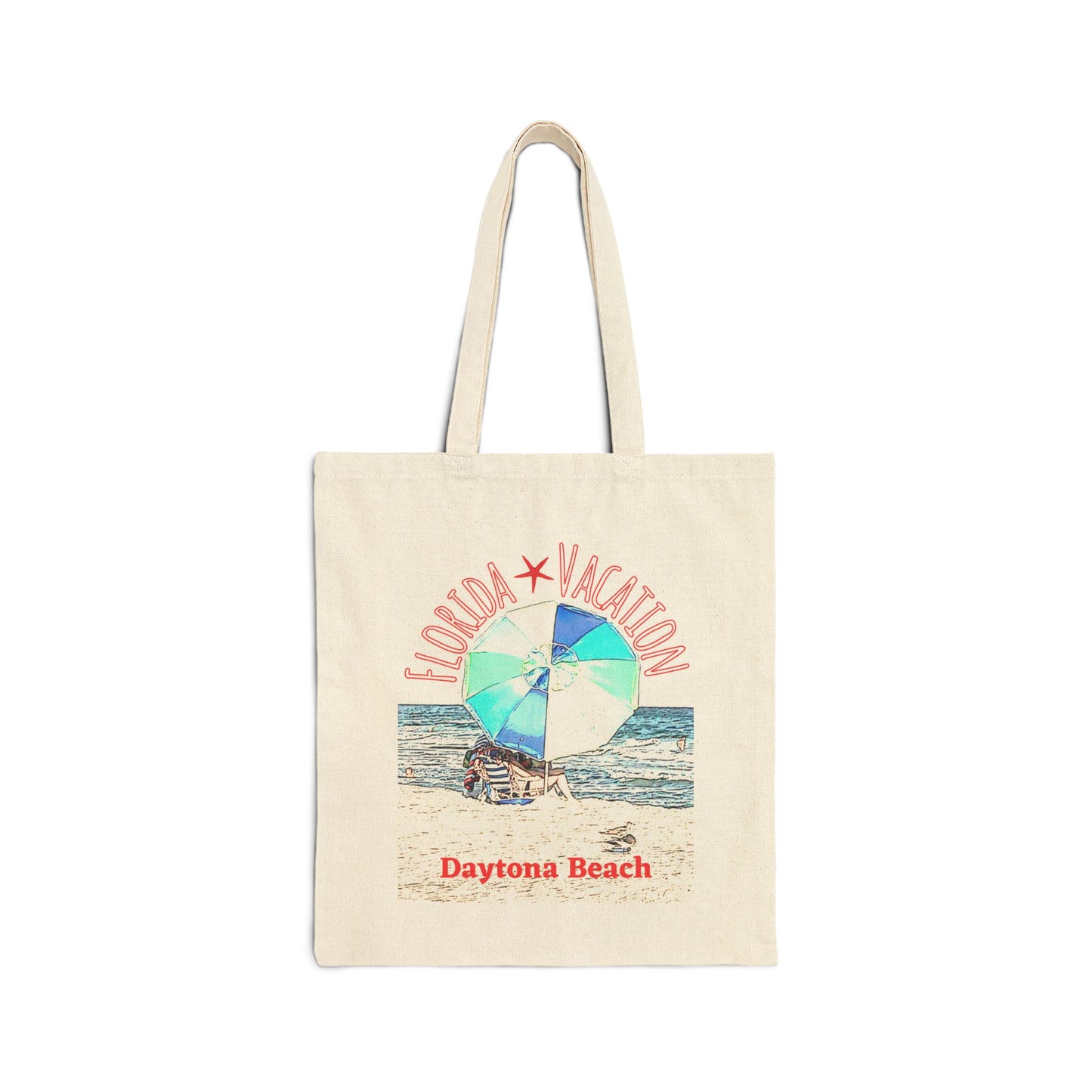 "Florida Vacation Daytona Beach" Stylish Cotton Canvas Tote Bag