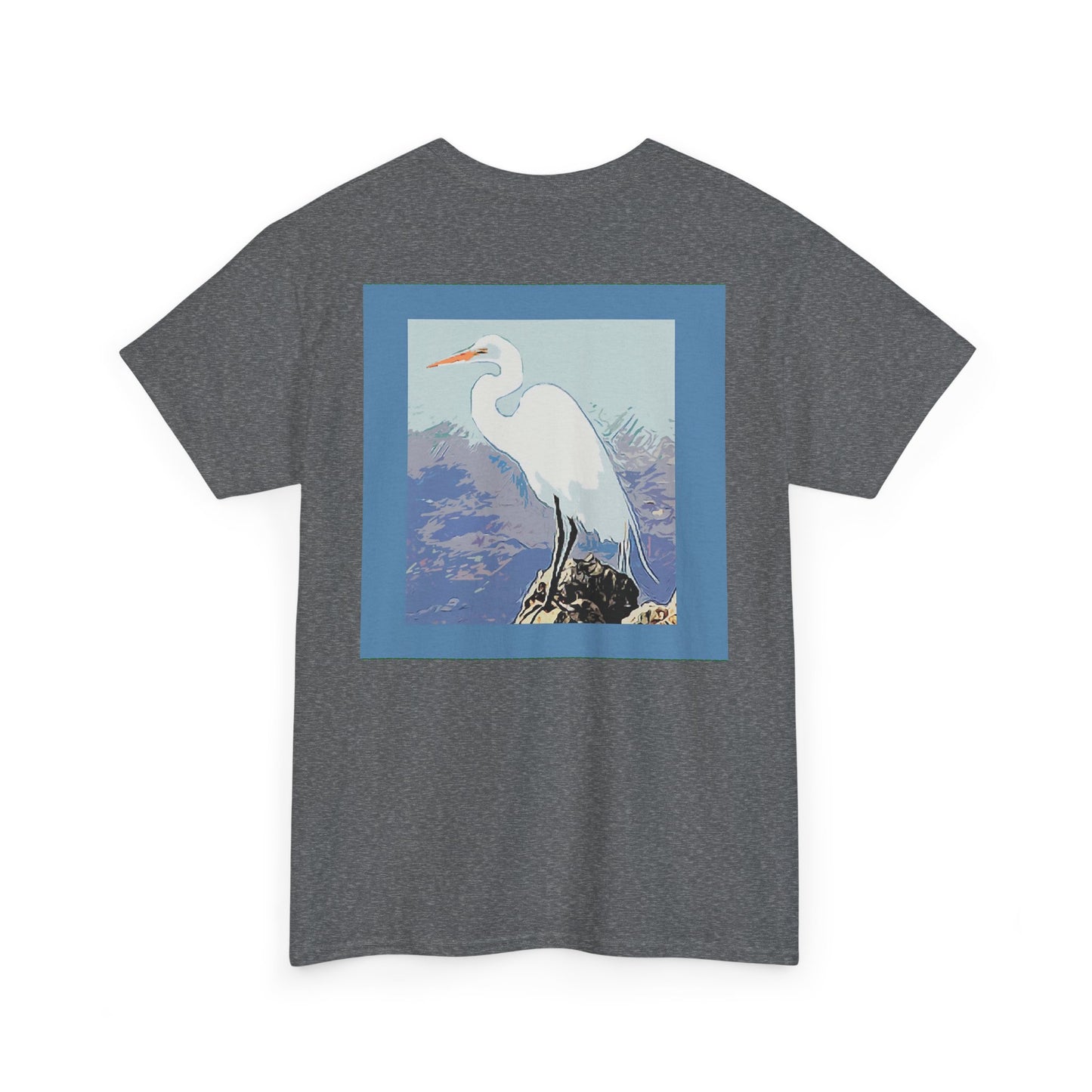 White Egret- Amazing Unisex Heavy Cotton Short Sleeve Tee Shirts!
