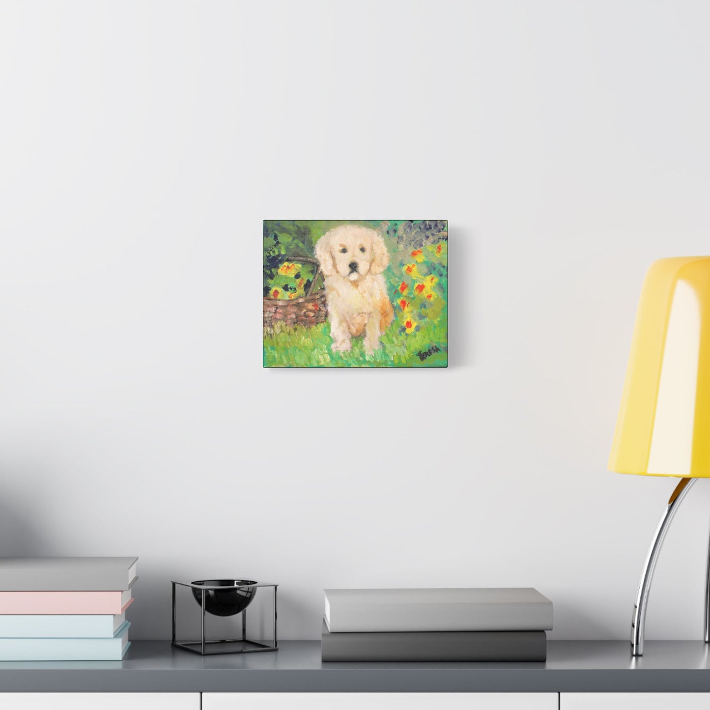 Golden Puppy- Art- Gallery Wrapped- Satin Stretched Canvas Gallery Wraps - No Frame Needed