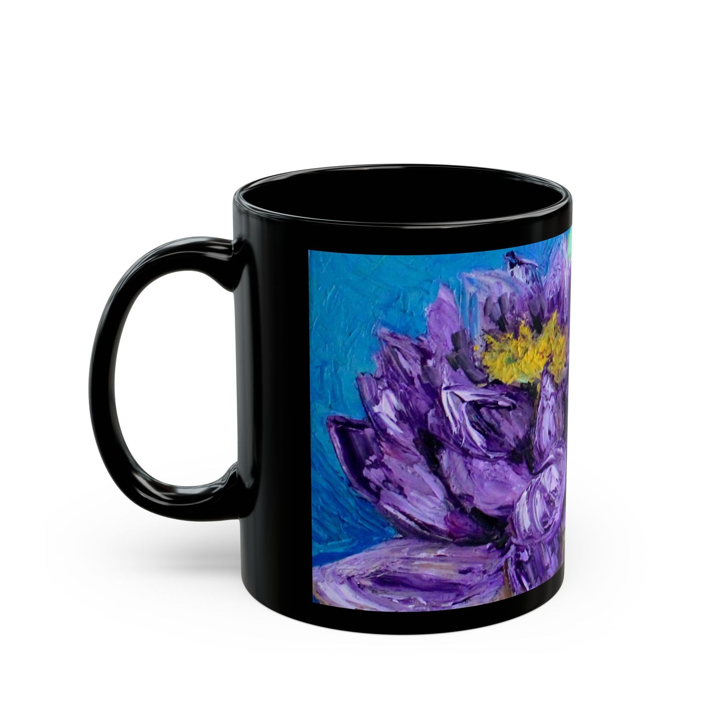 Gibbs Garden Purple Beauty- 11 oz or 15 oz Ceramic Black Mugs