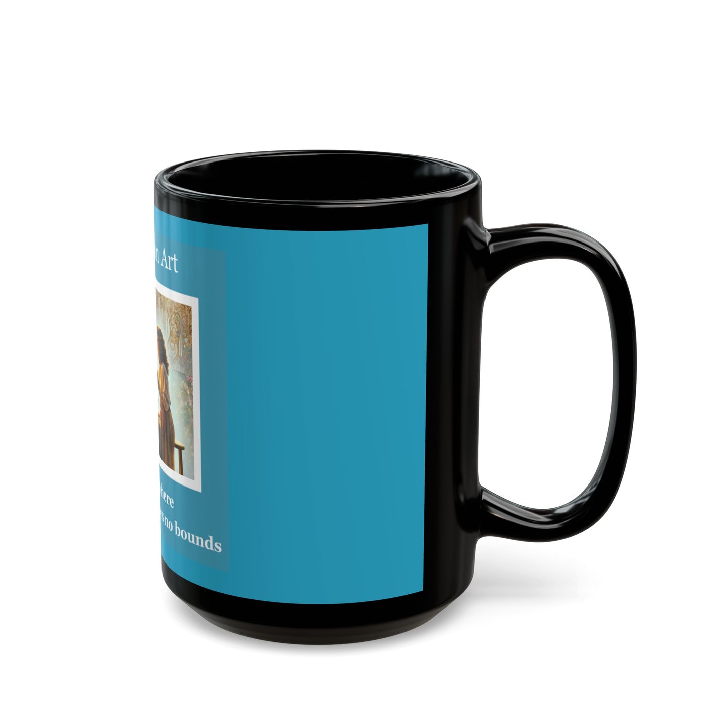 Teresa Johnson Art Logo - 11 oz or 15 oz Ceramic Black Mugs