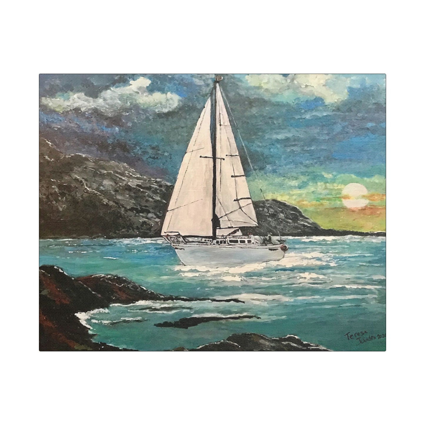 Tropical Sailing- Art- Gallery Wrapped- Satin Stretched Canvas Gallery Wraps - No Frame Needed