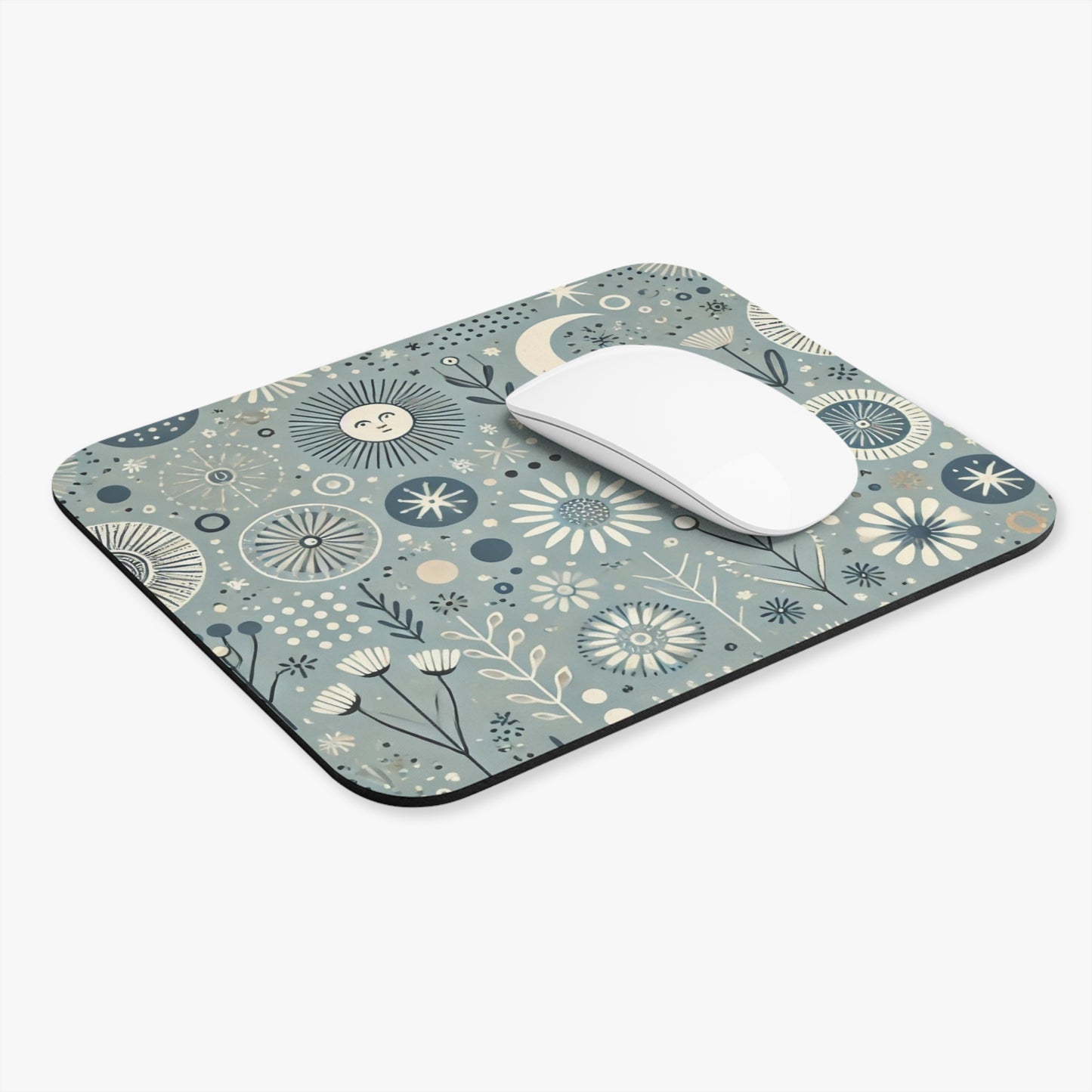 Sun, Moon, and Flowers Mousepad