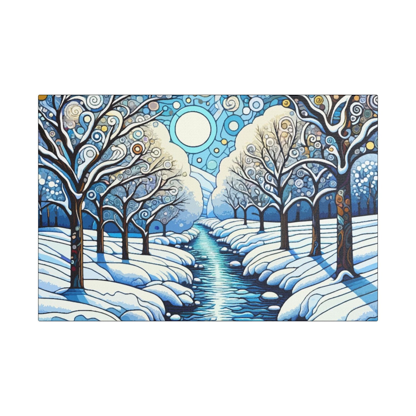 Winter Stream- Art- Gallery Wrapped- Satin Stretched Canvas Gallery Wraps - No Frame Needed