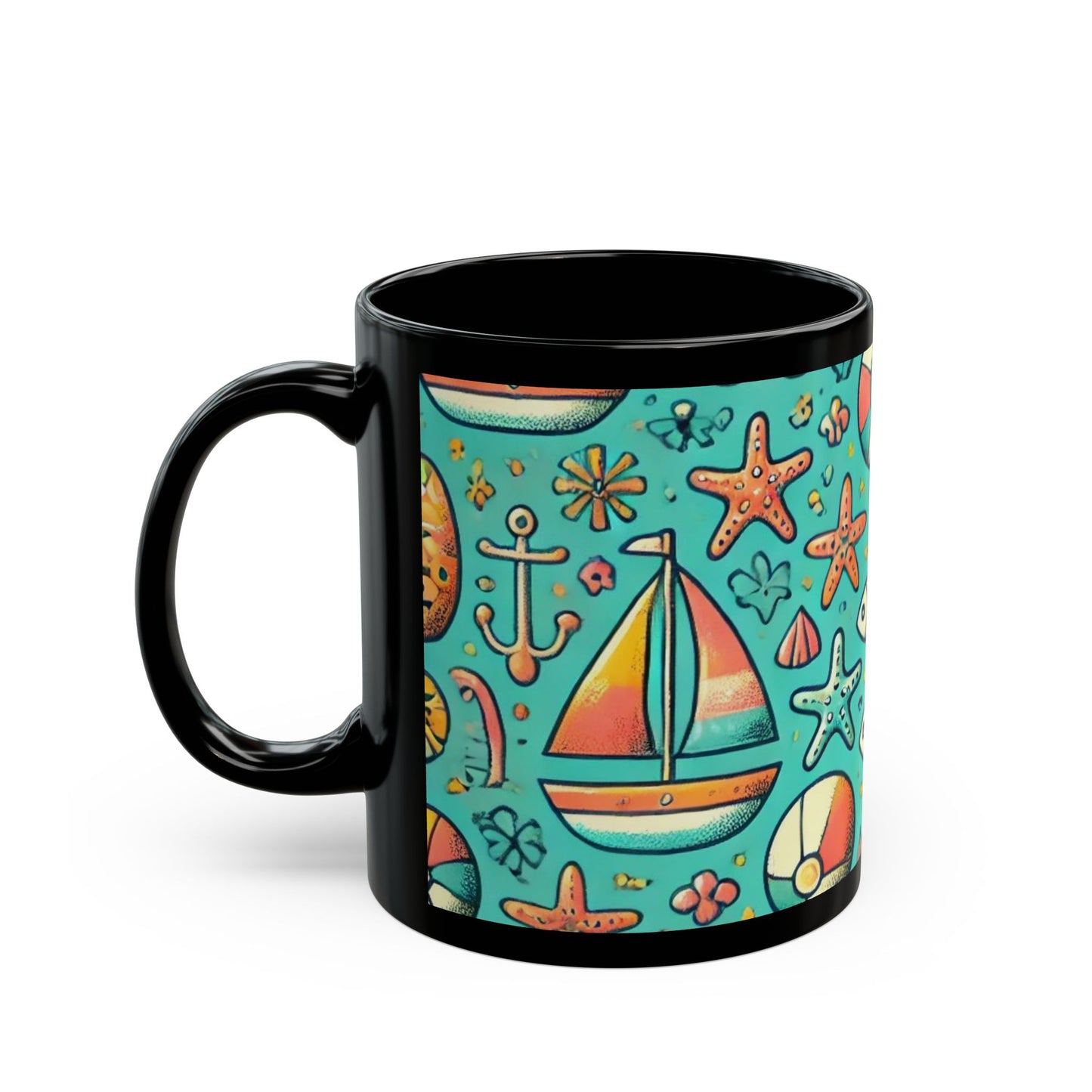 By the Sea- 11 oz or 15 oz Ceramic Black Mugs