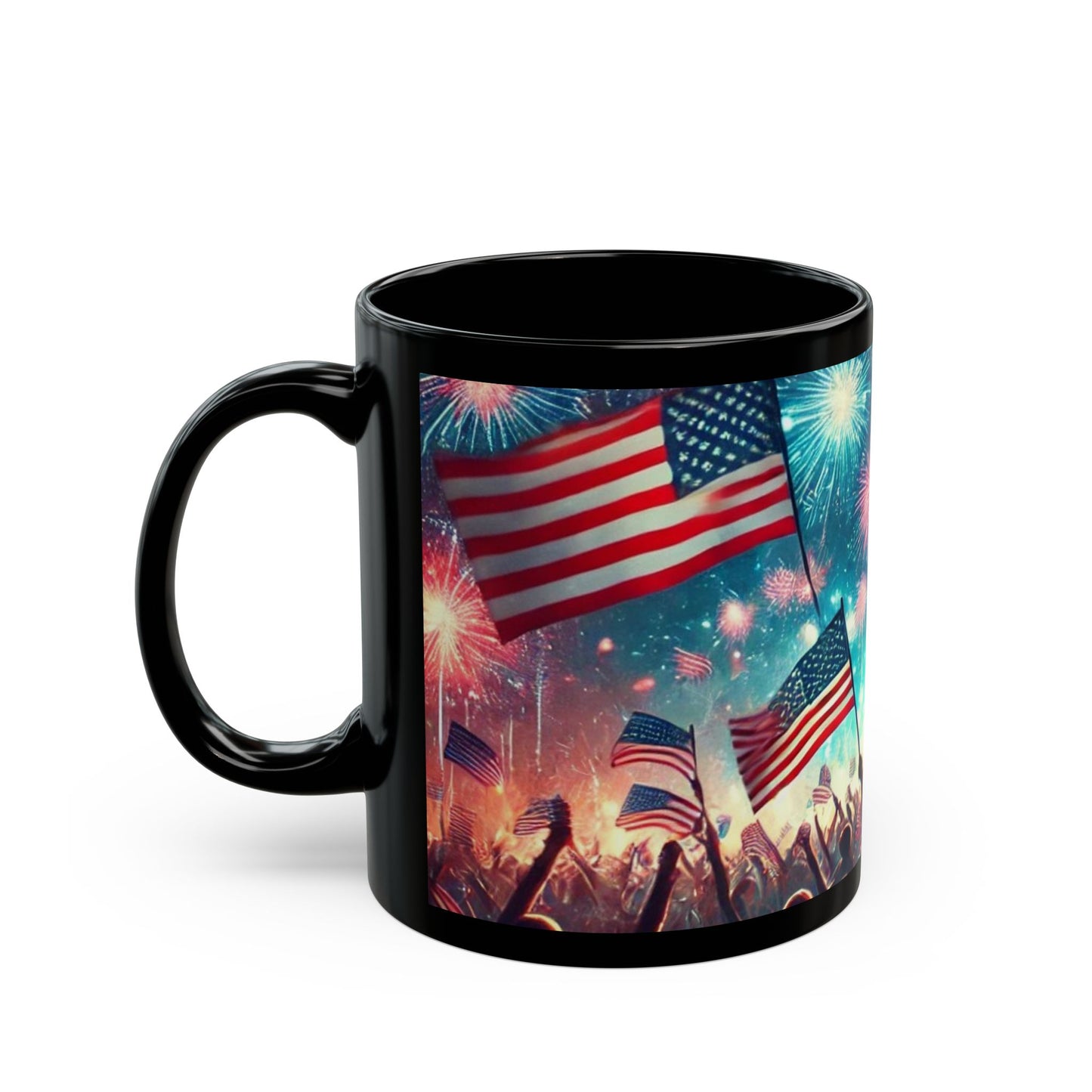 Celebrate Freedom - 11 oz or 15 oz Ceramic Black Mugs